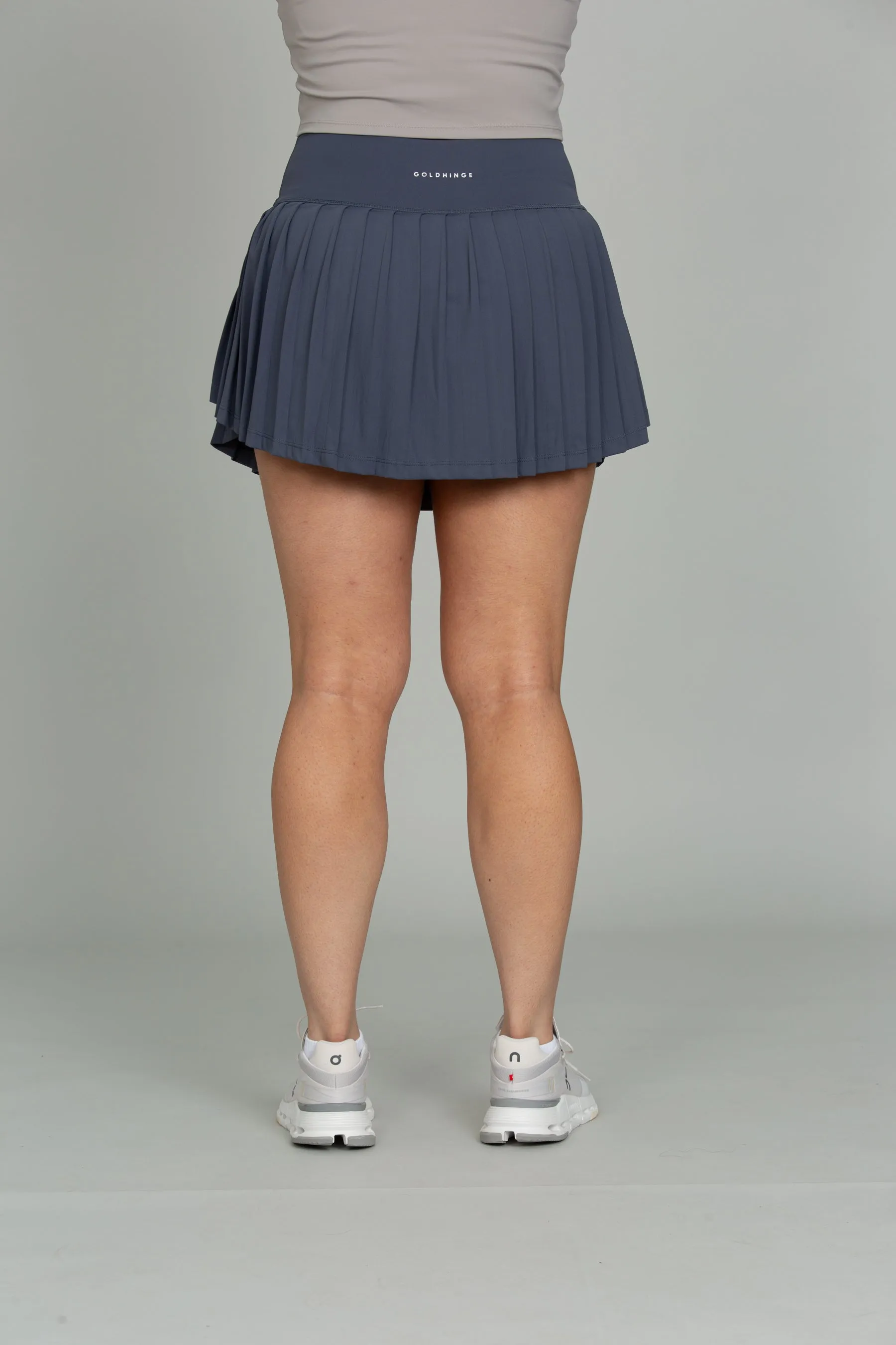 Navy Tiered Pleated Tennis Skirt
