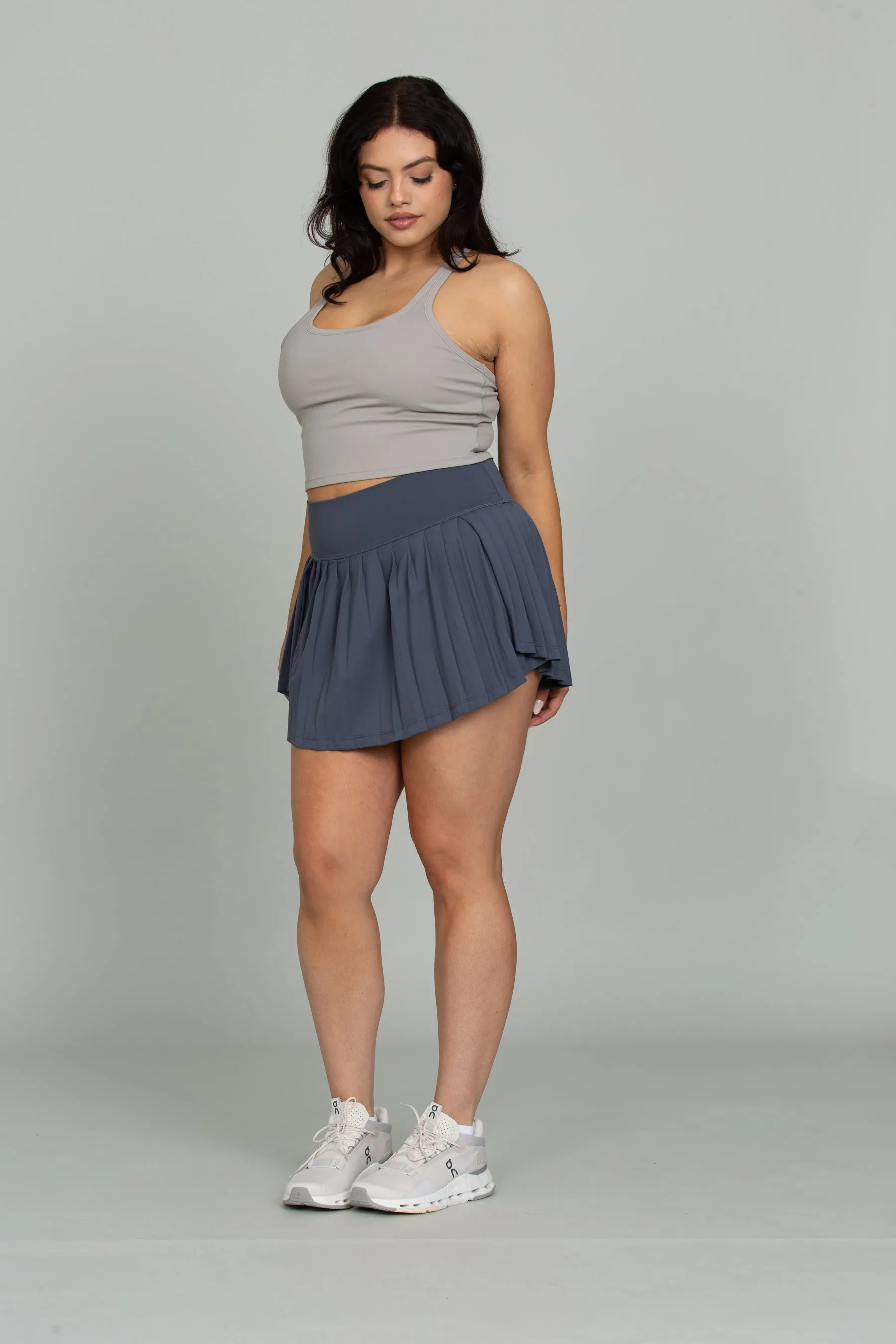 Navy Tiered Pleated Tennis Skirt