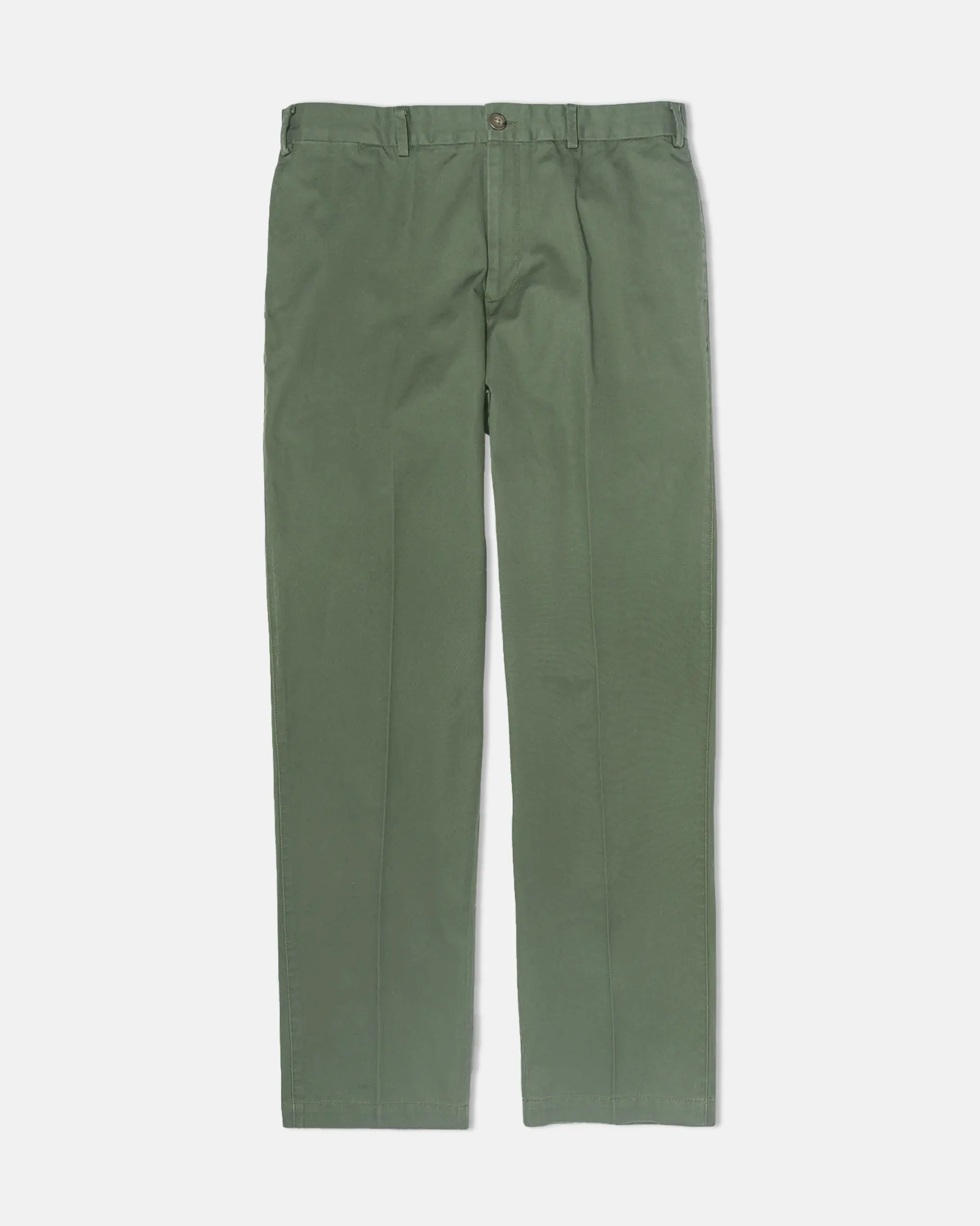 OLIVE CINCH-BACK COTTON PANTS - TRIM FIT