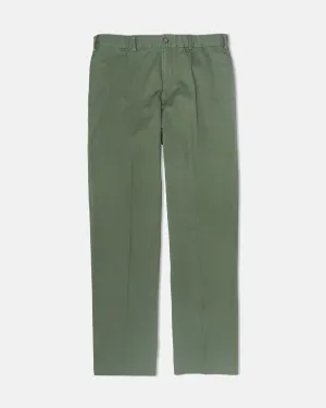 OLIVE CINCH-BACK COTTON PANTS - TRIM FIT