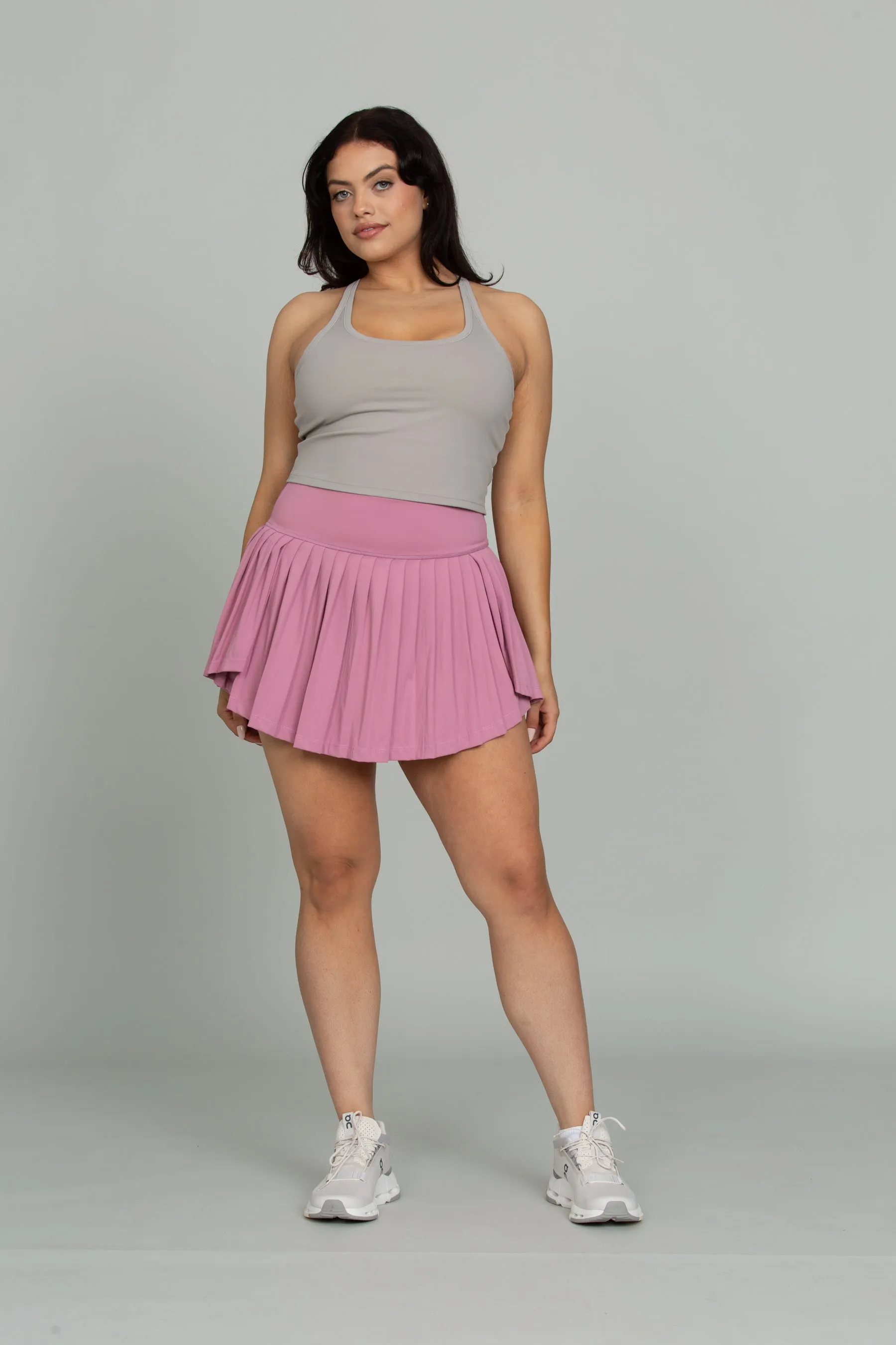 Pale Berry Tiered Pleated Tennis Skirt