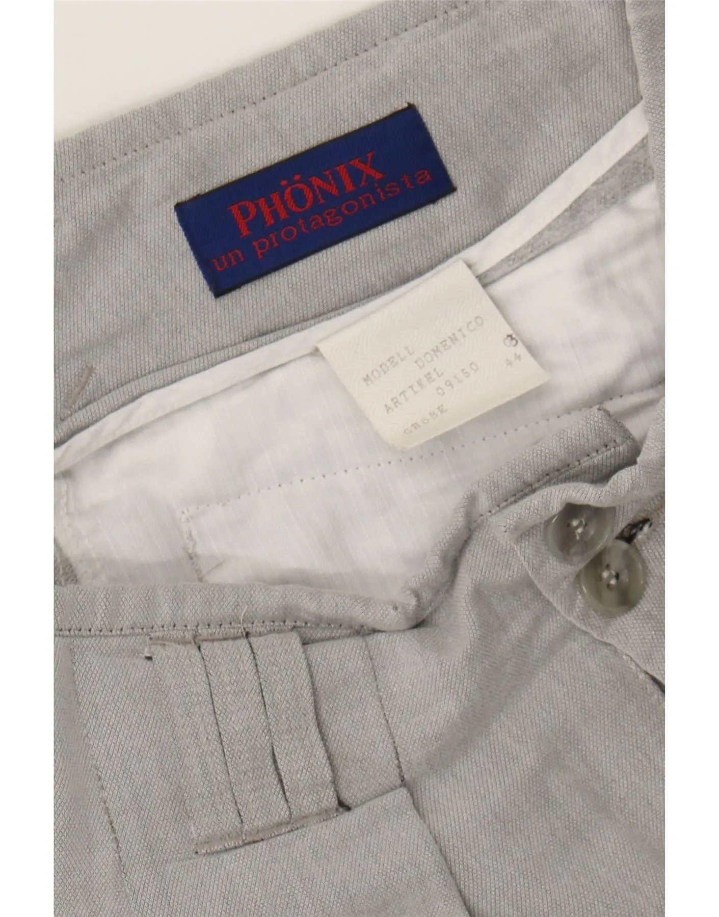 PHONIX UN PROTAGONISTA Womens Chino Trousers IT 44 Medium W28 L29 Grey