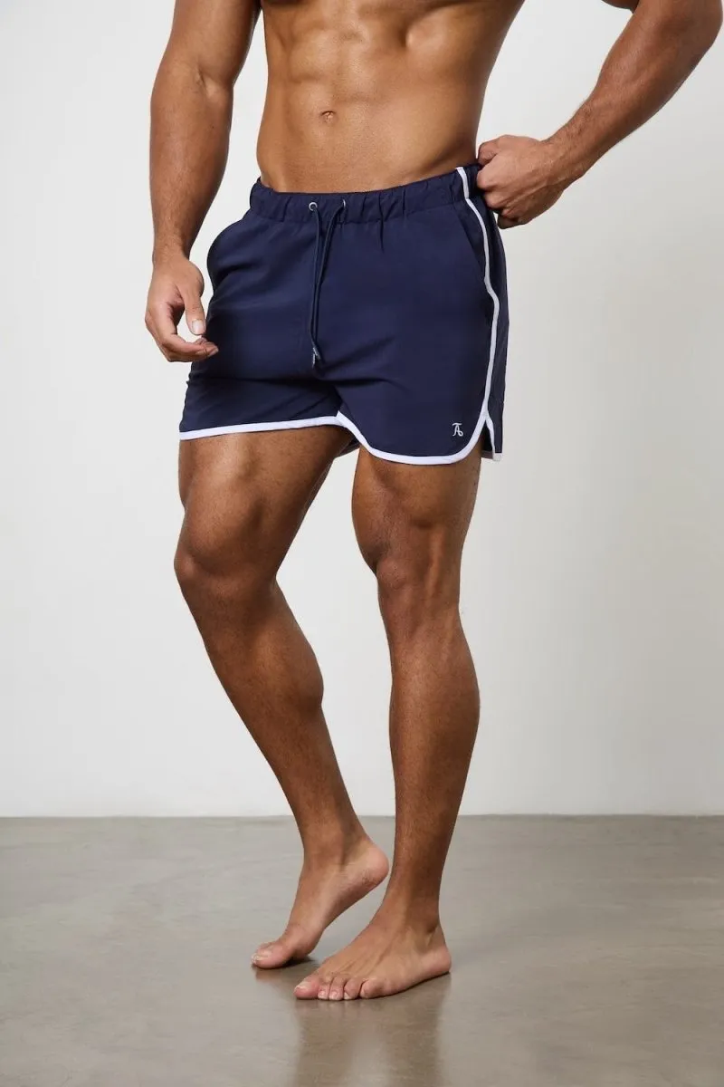 Piped Swim Short in Navy