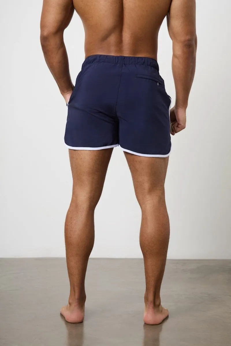 Piped Swim Short in Navy