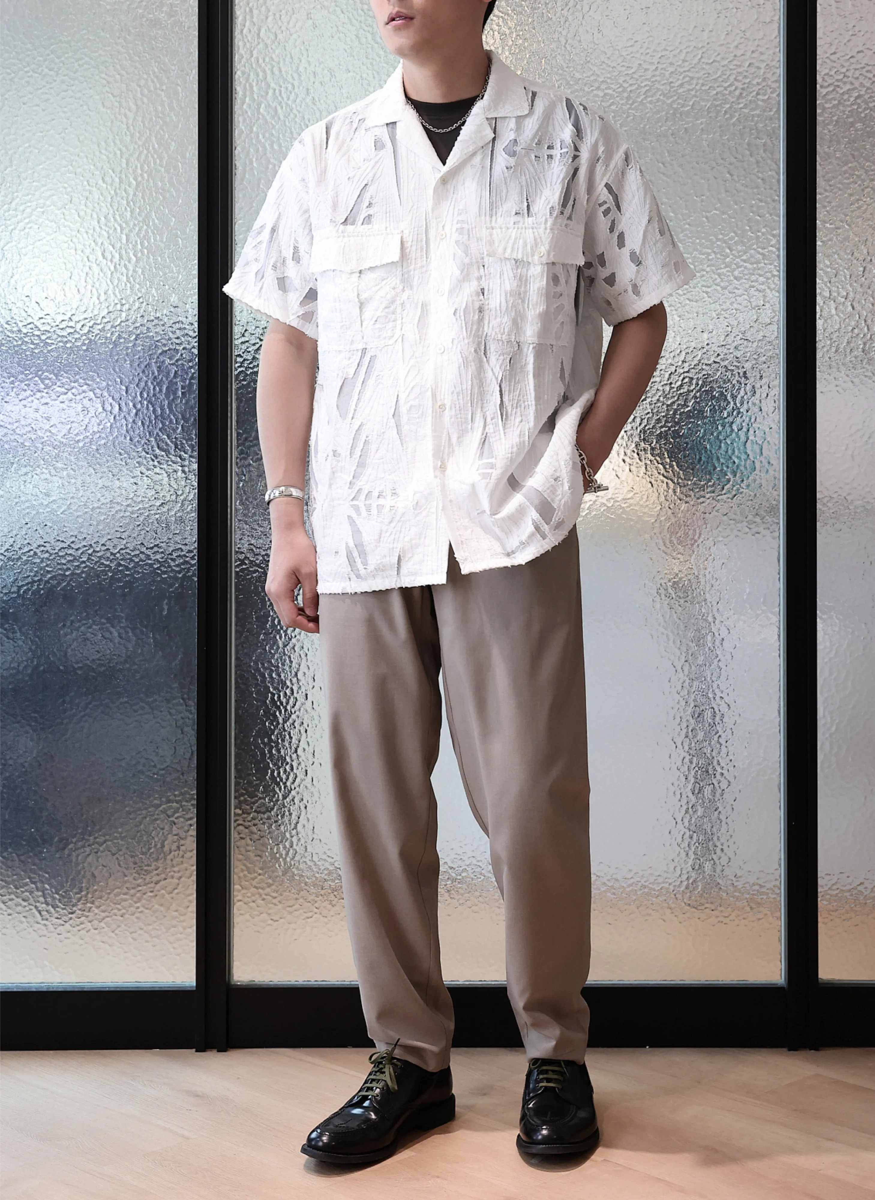 Polyester Wide Tapered Easy Pants