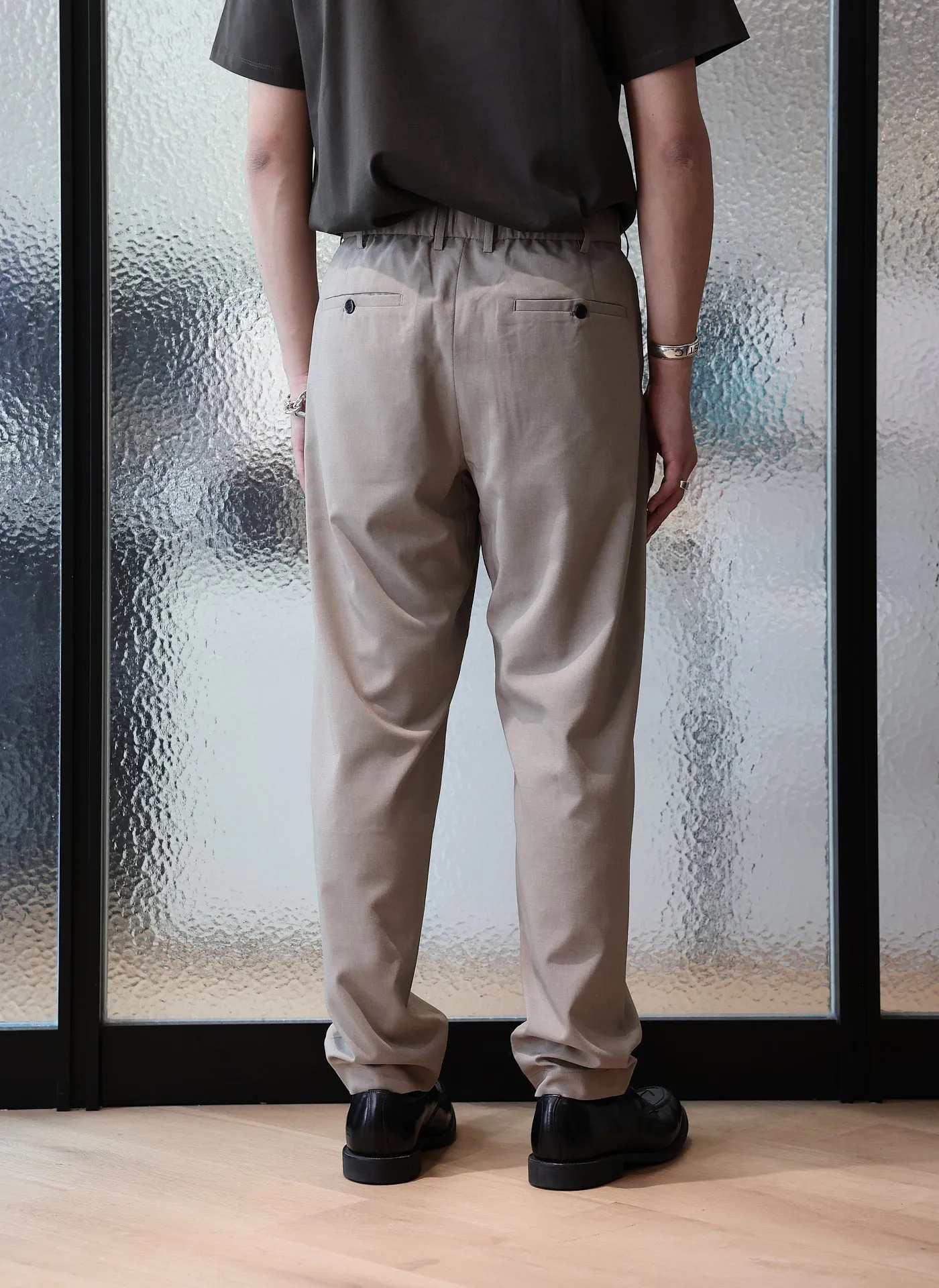 Polyester Wide Tapered Easy Pants