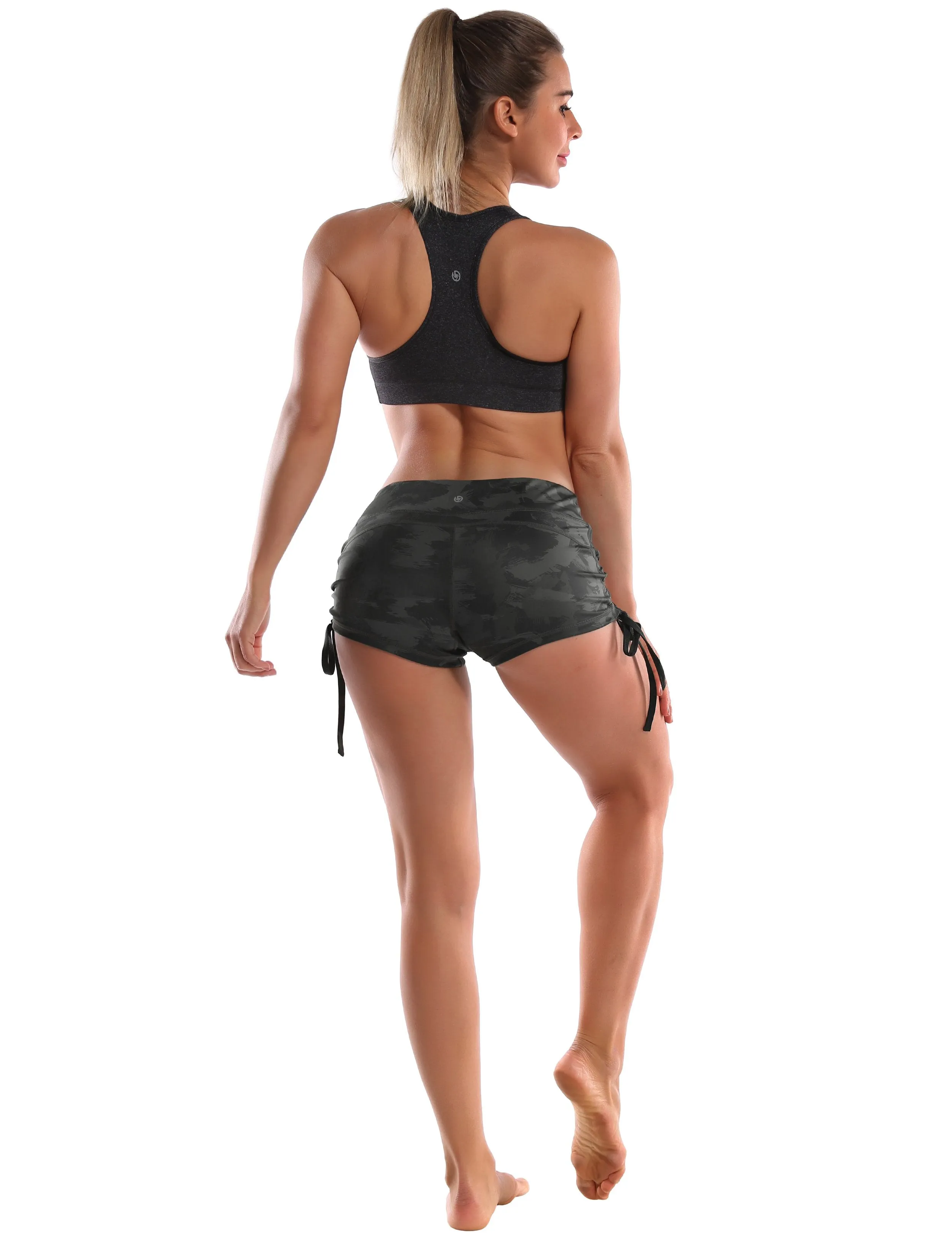Printed Side Drawstring Hot Shorts dimgray brushcamo ins_Biking