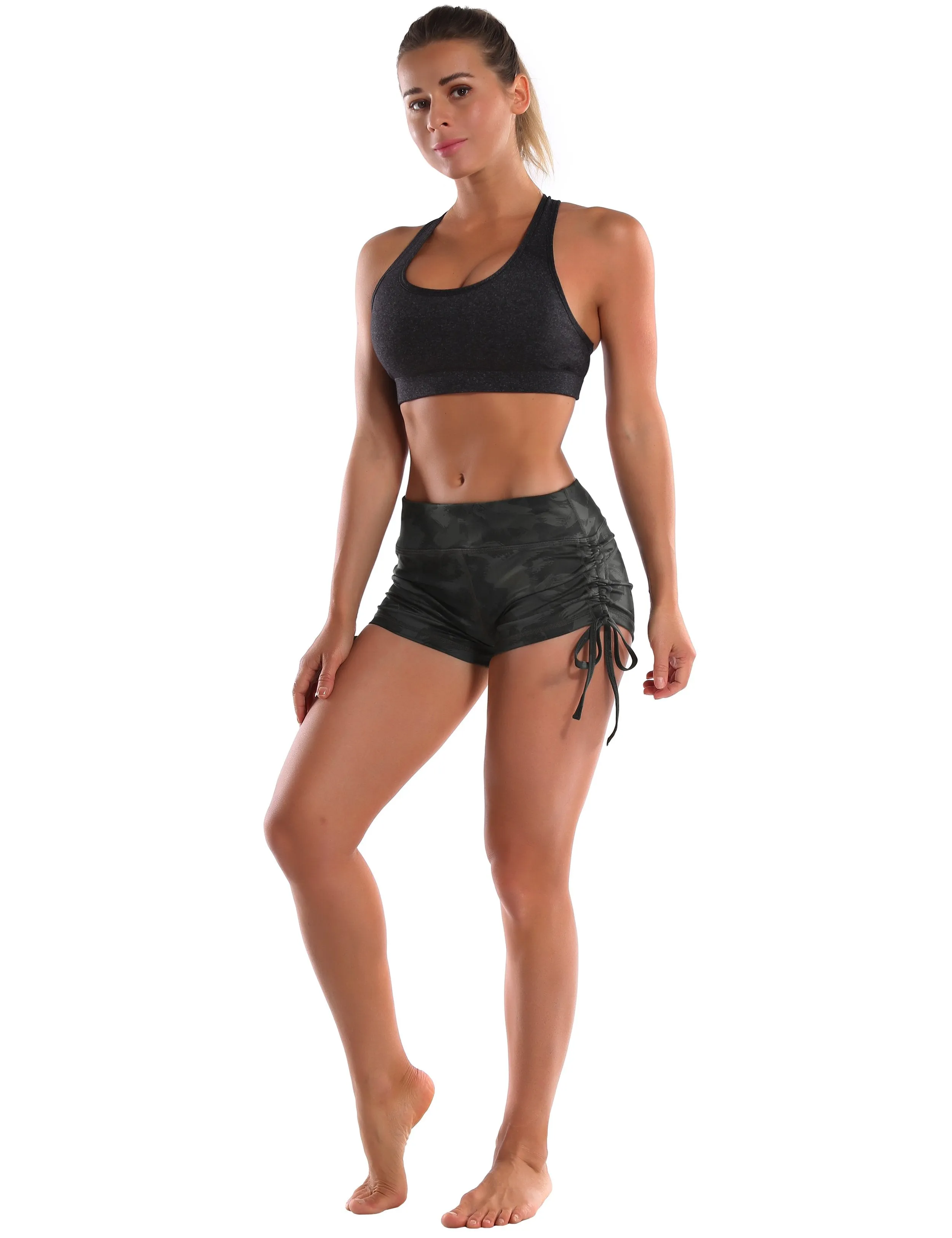 Printed Side Drawstring Hot Shorts dimgray brushcamo ins_Biking