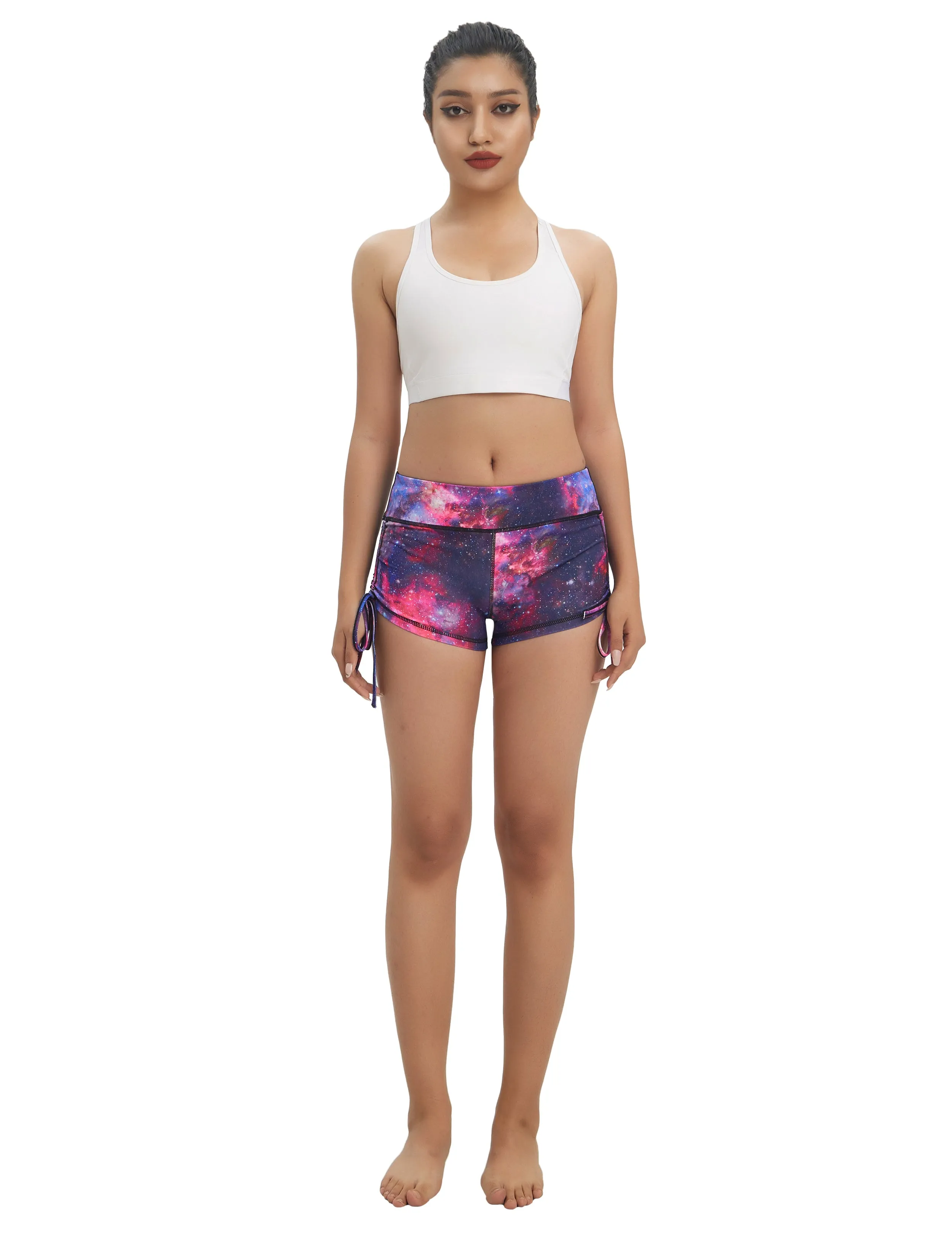 Printed Side Drawstring Hot Shorts galaxy
