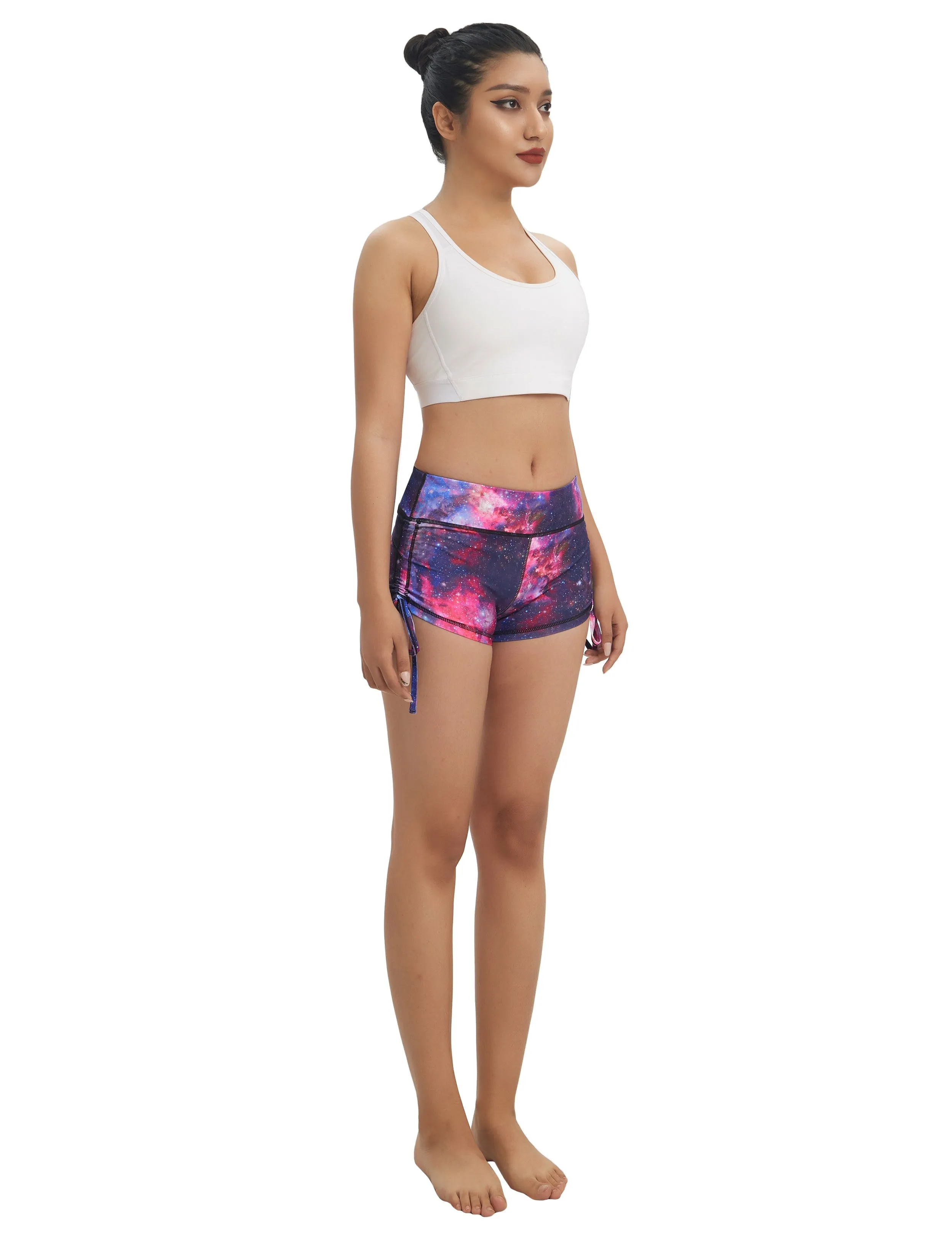 Printed Side Drawstring Hot Shorts galaxy_yoga