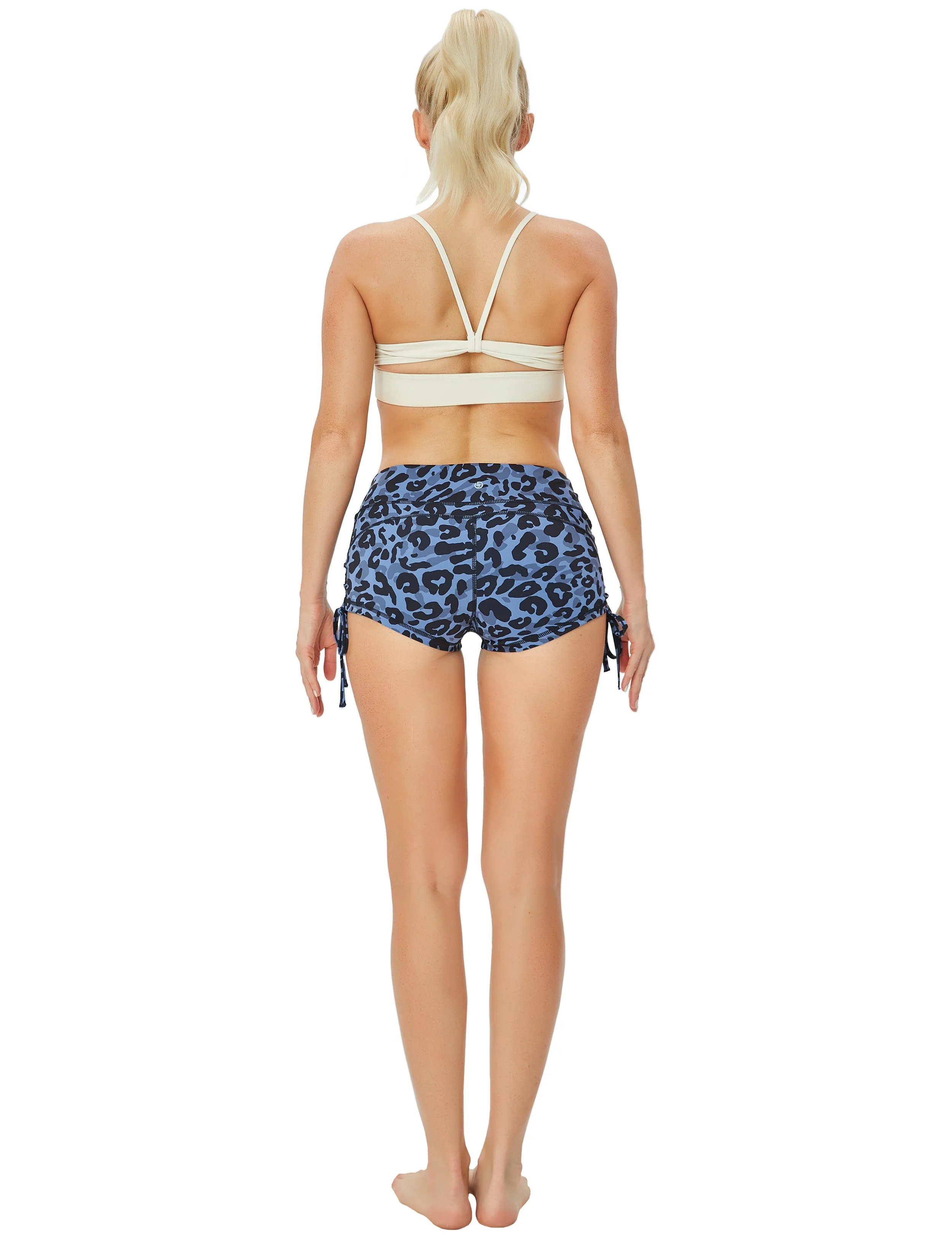Printed Side Drawstring Hot Shorts navy_leopard_Gym
