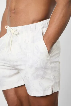 Printed Swim Short in Stone Faded Palm