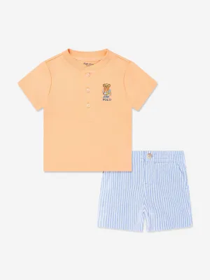 Ralph Lauren Baby Boys Bear Short Set in Orange