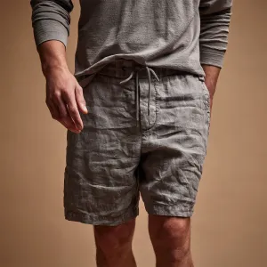 Relaxed Fit Linen Short - Silver Grey Pigment