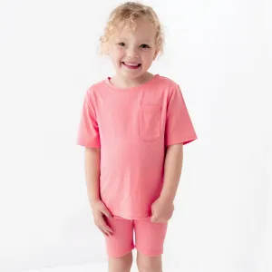 Ribbed Toddler Biker Shorts in Guava