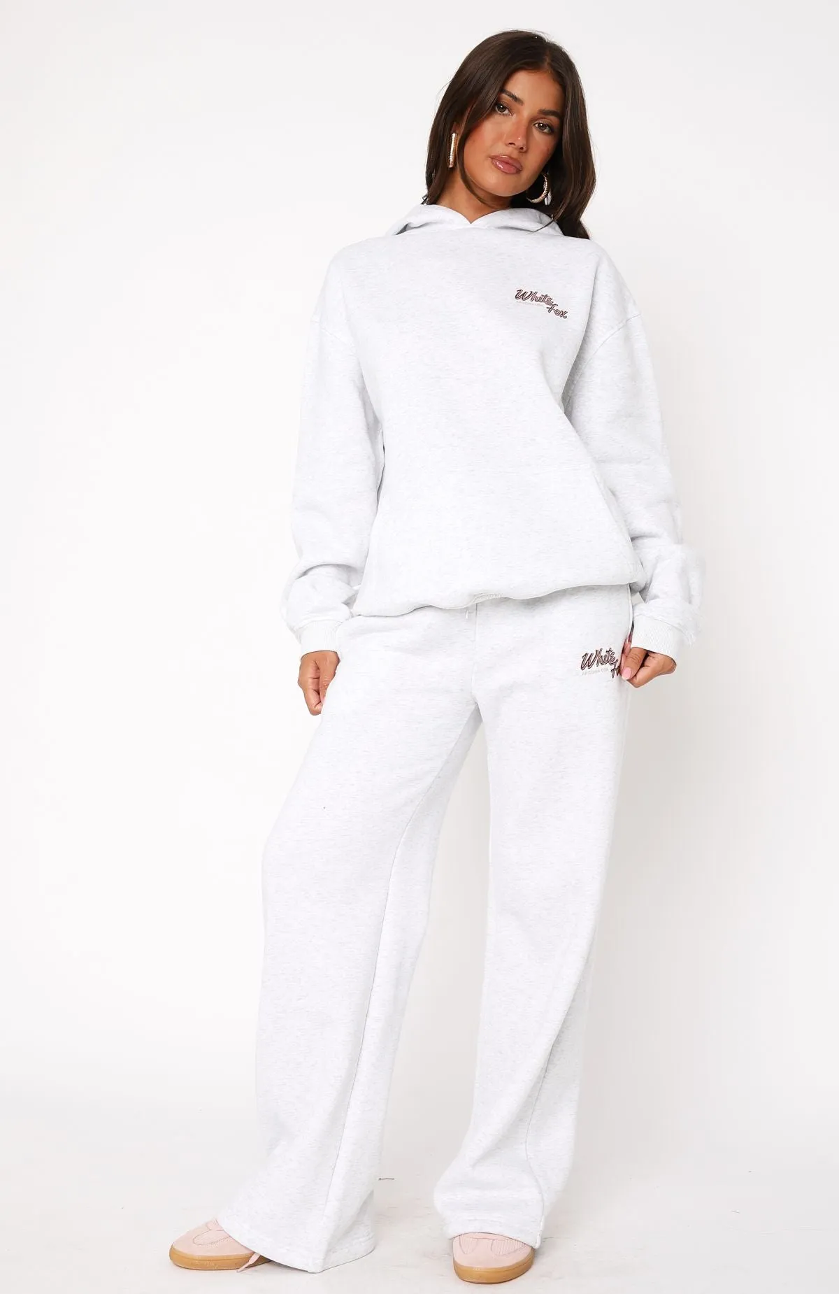 Scenic Route Wide Leg Sweatpants Grey Marle