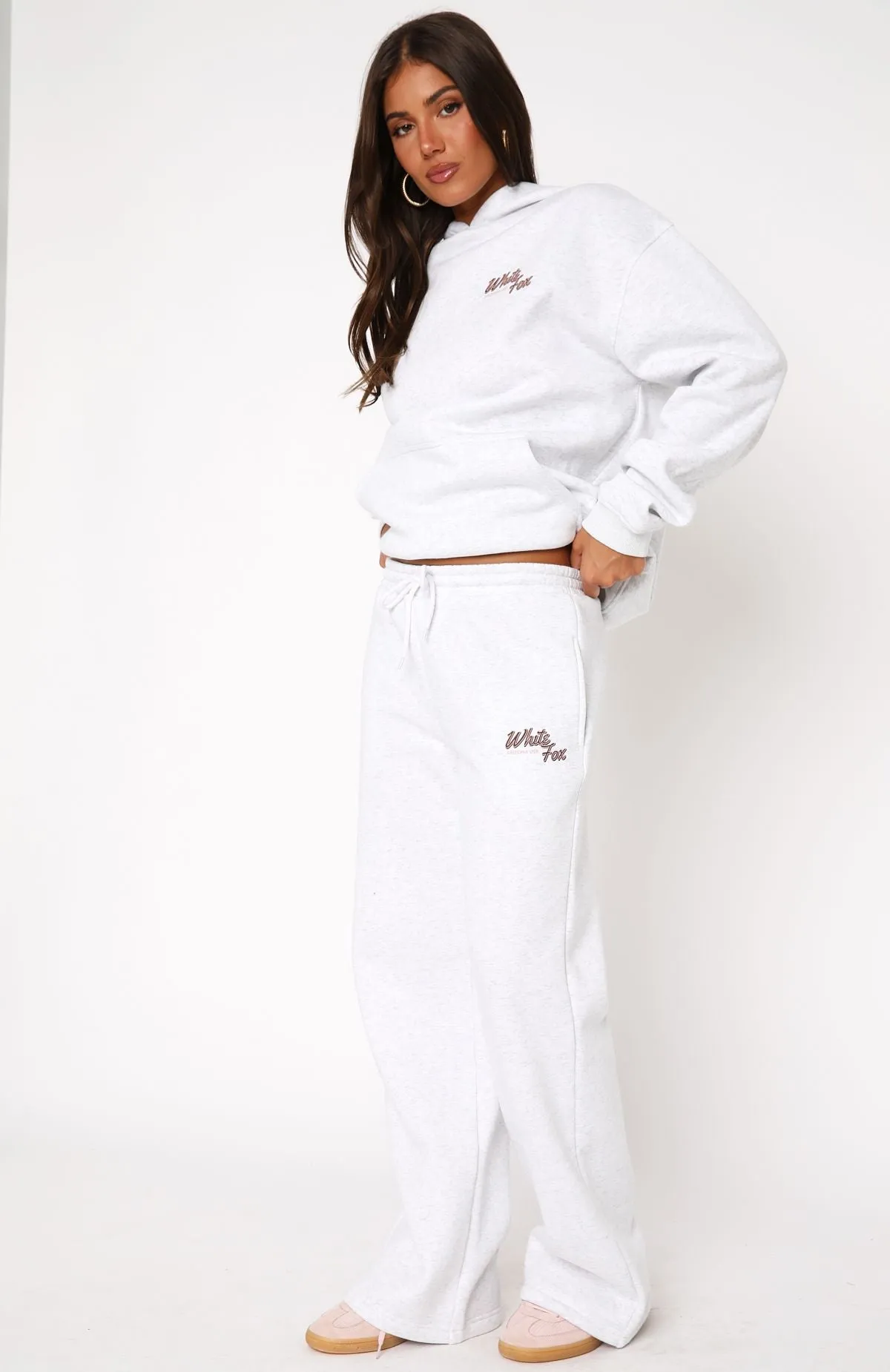 Scenic Route Wide Leg Sweatpants Grey Marle