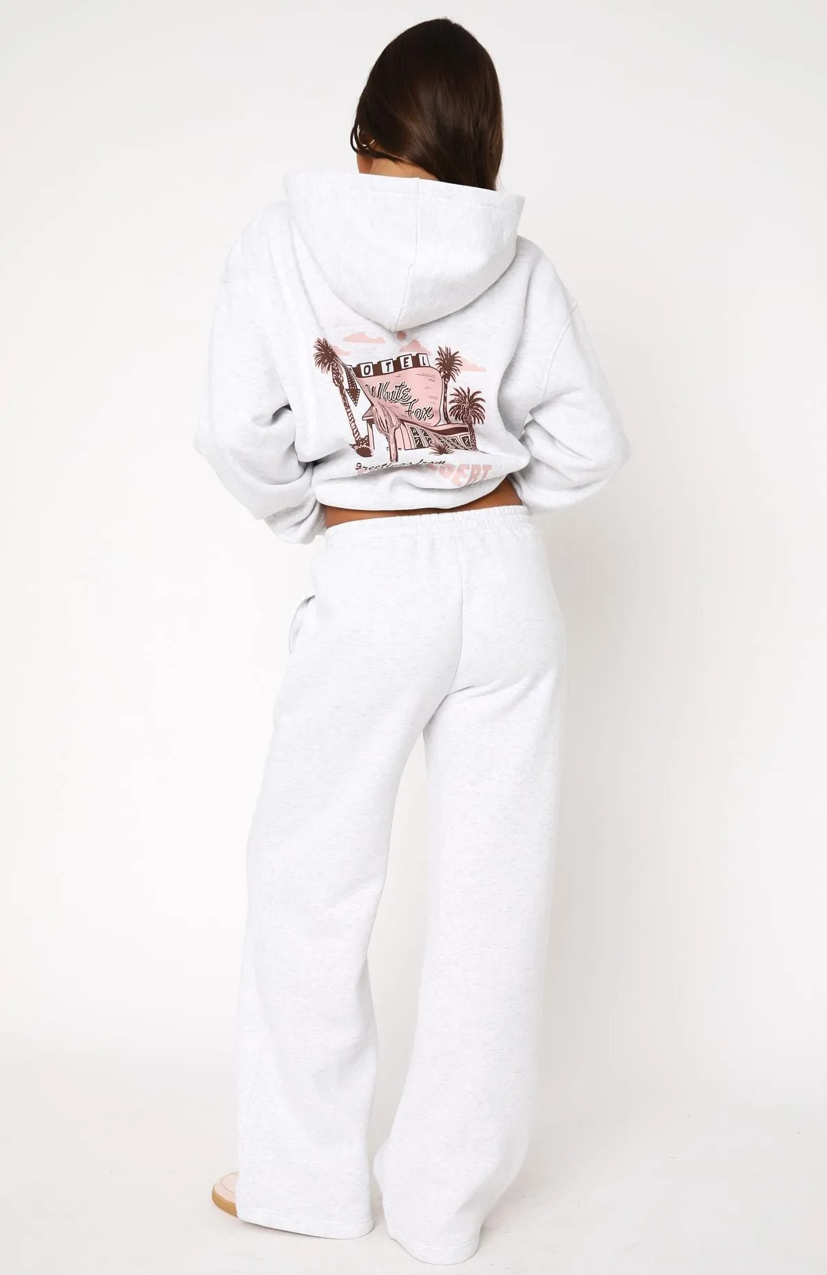 Scenic Route Wide Leg Sweatpants Grey Marle
