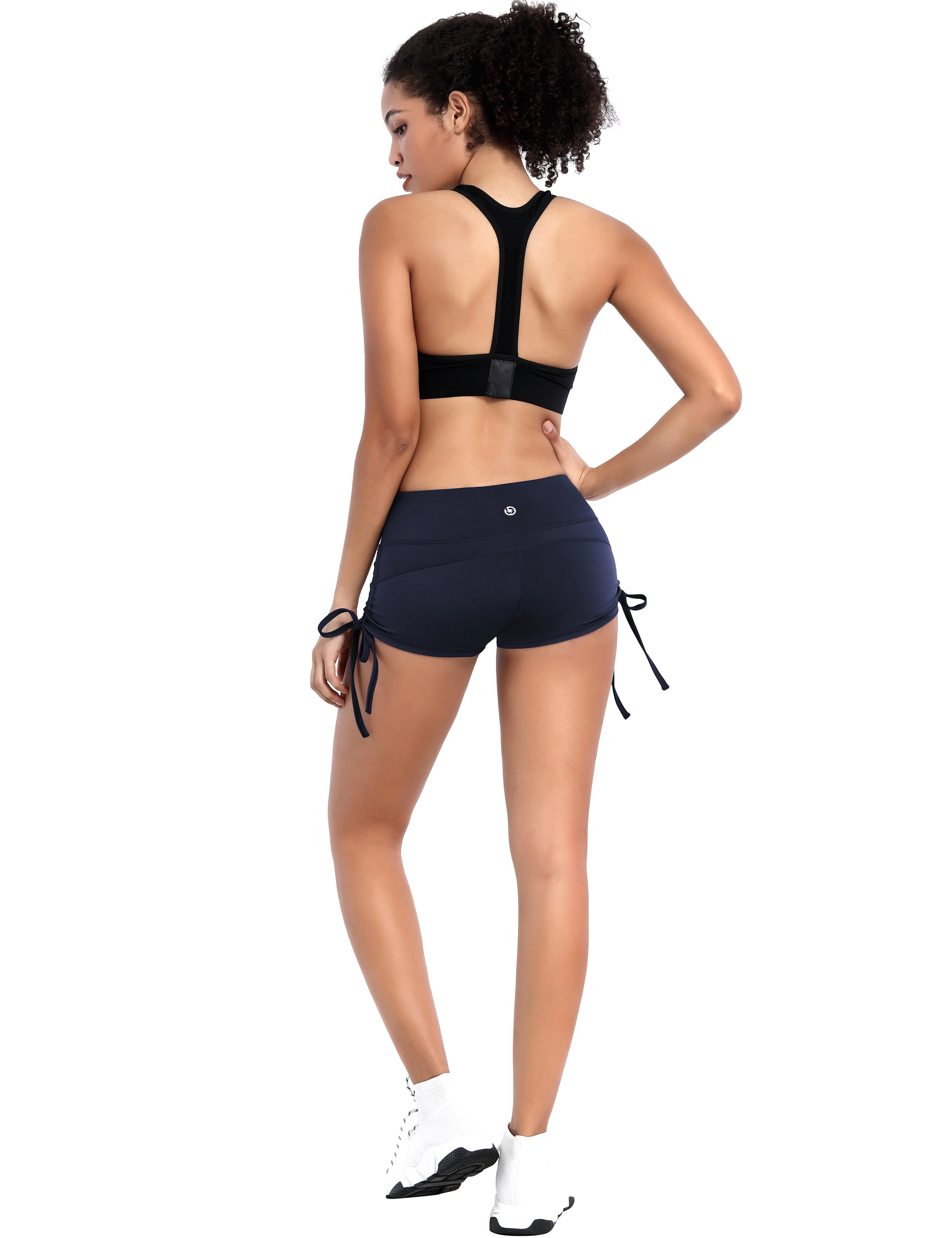 Side Drawstring Hot Shorts darknavy ins_Biking