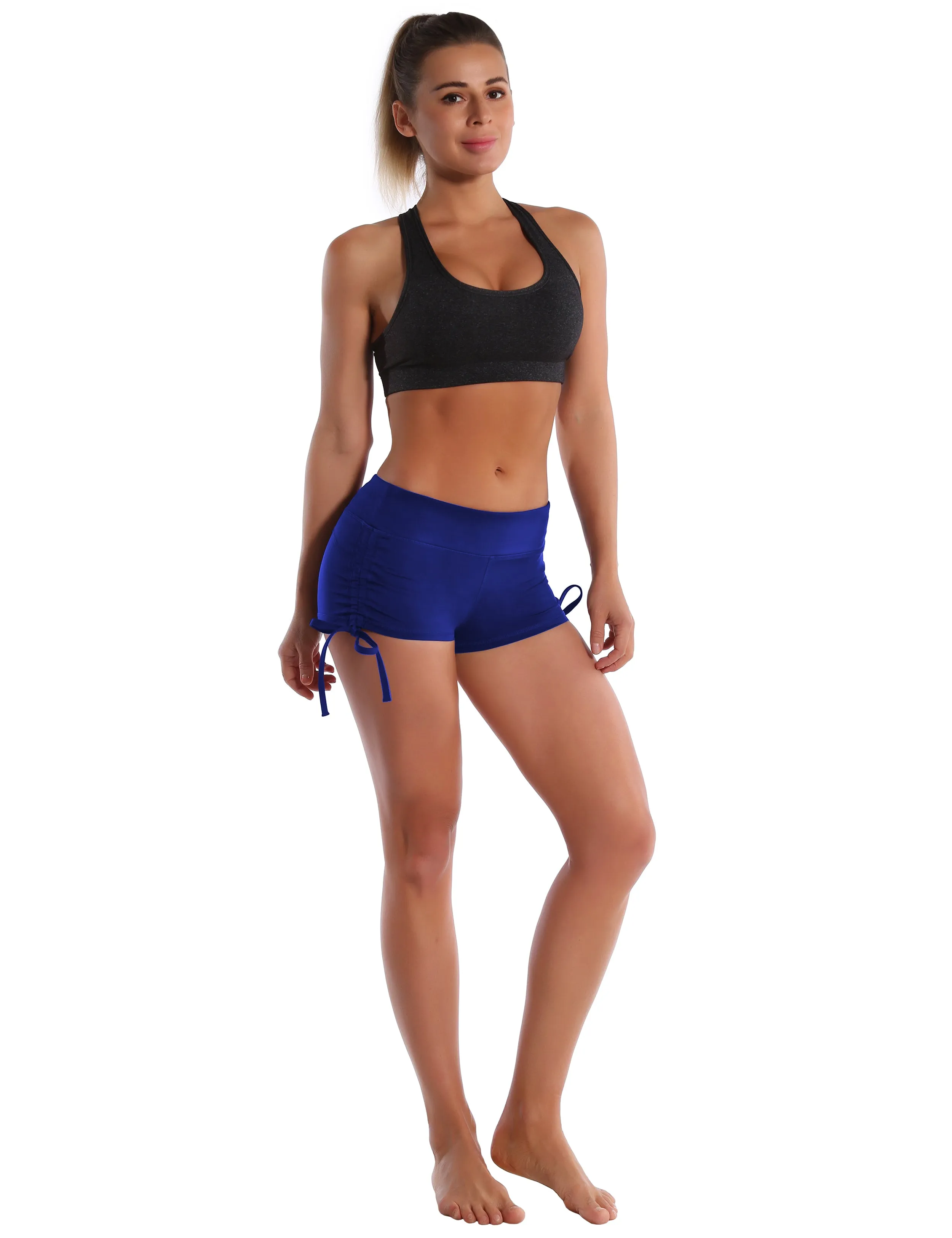 Side Drawstring Hot Shorts navy_yoga