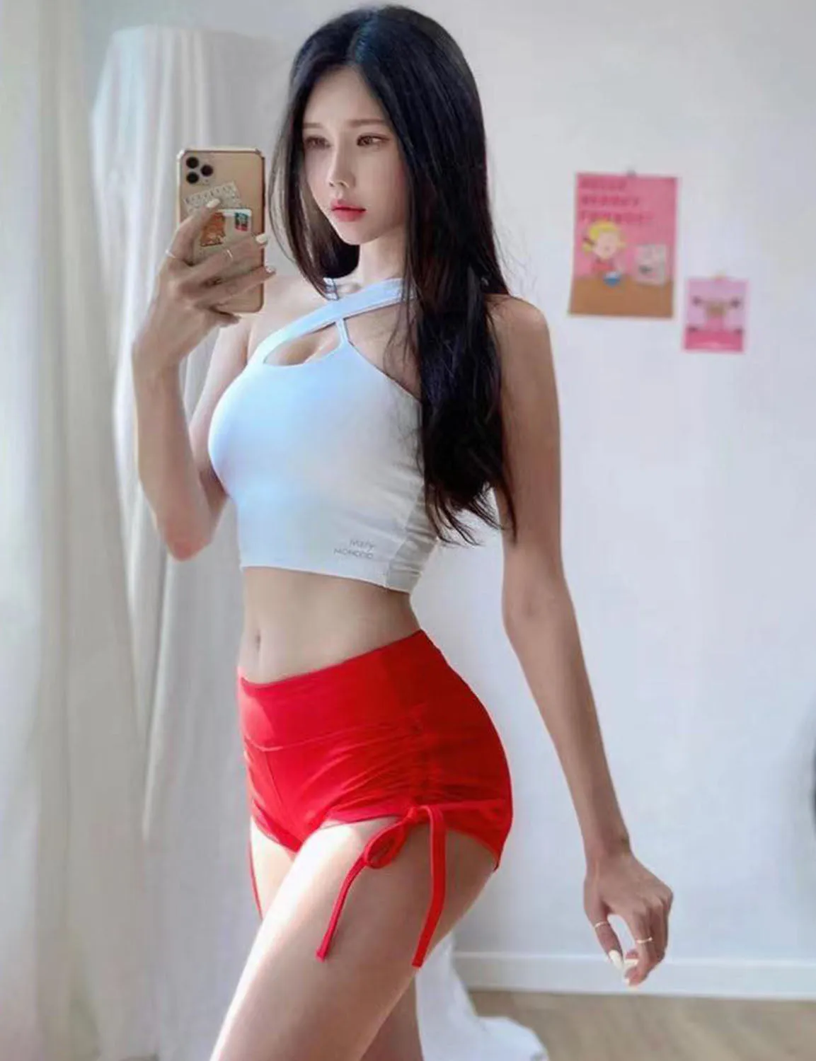 Side Drawstring Hot Shorts scarlet ins_Gym