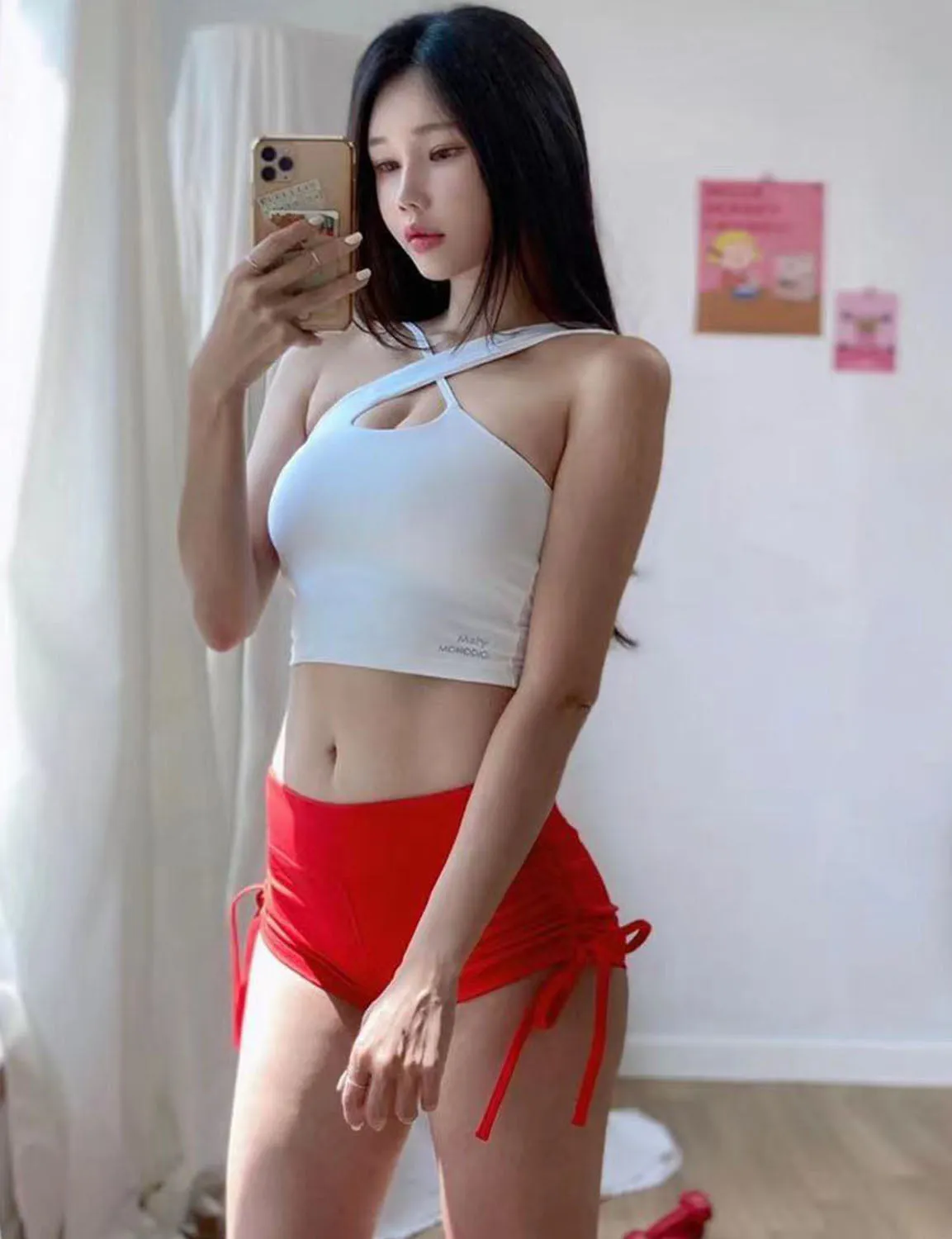 Side Drawstring Hot Shorts scarlet ins_Gym