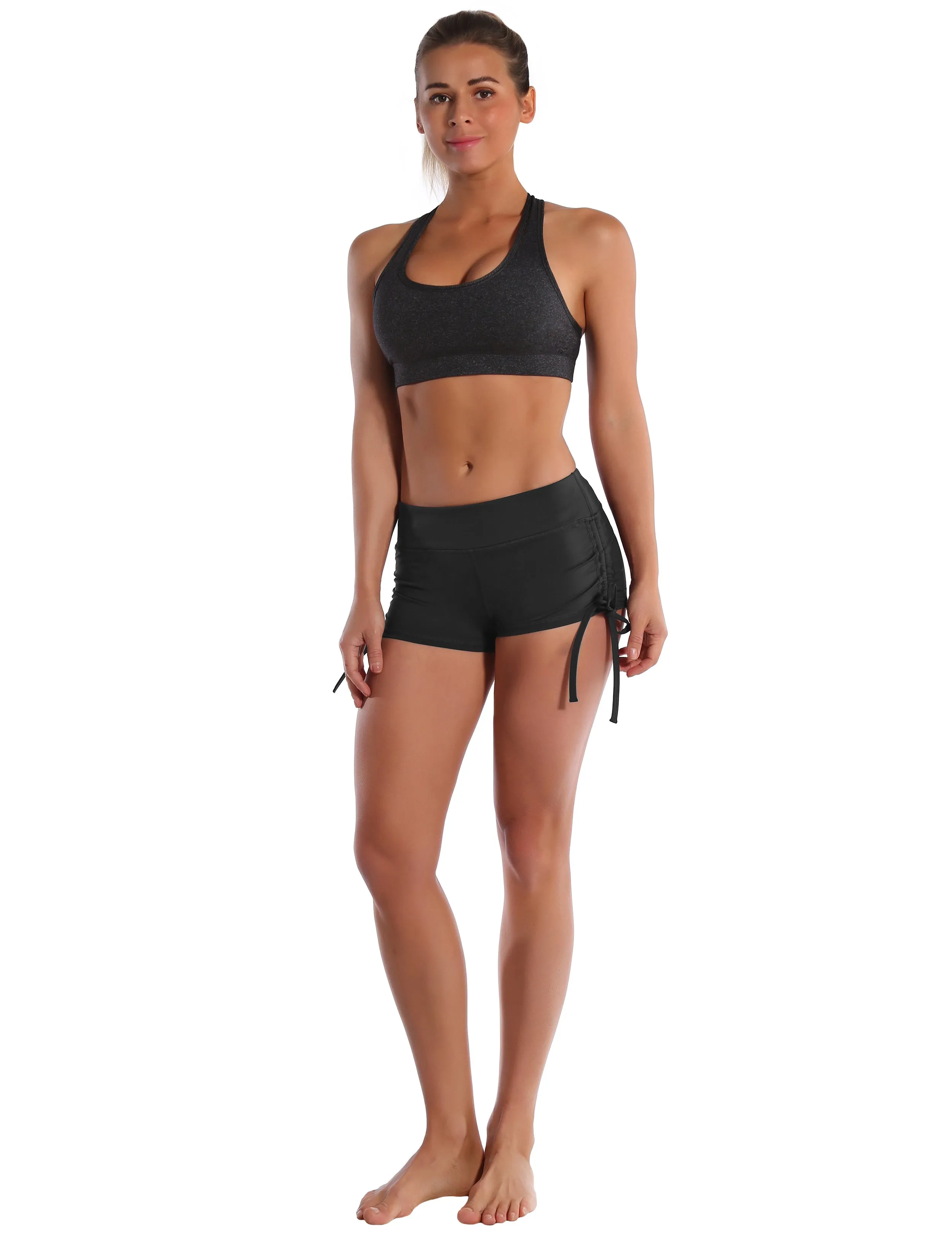 Side Drawstring Hot Shorts shadowcharcoal_Biking