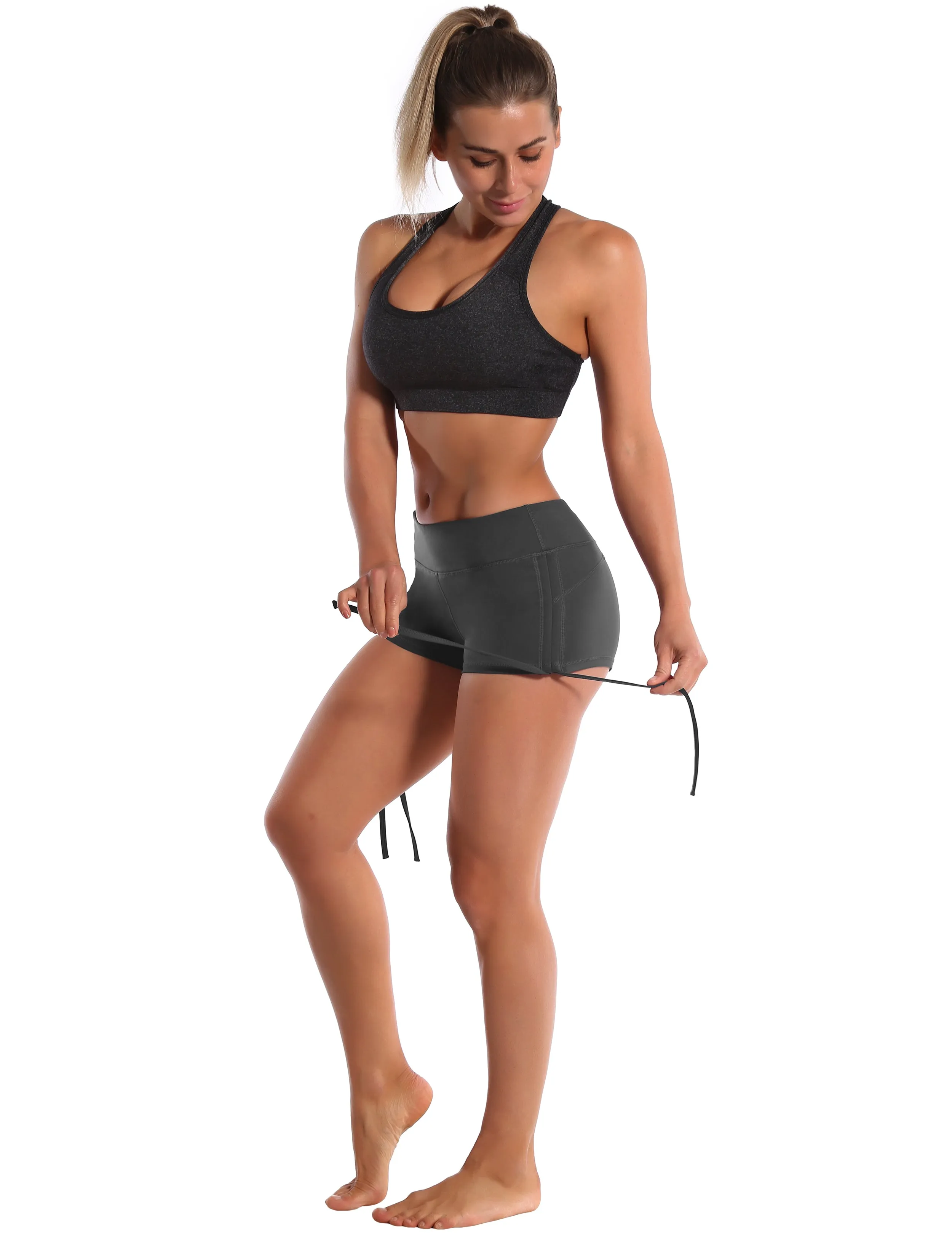 Side Drawstring Hot Shorts shadowcharcoal_Biking