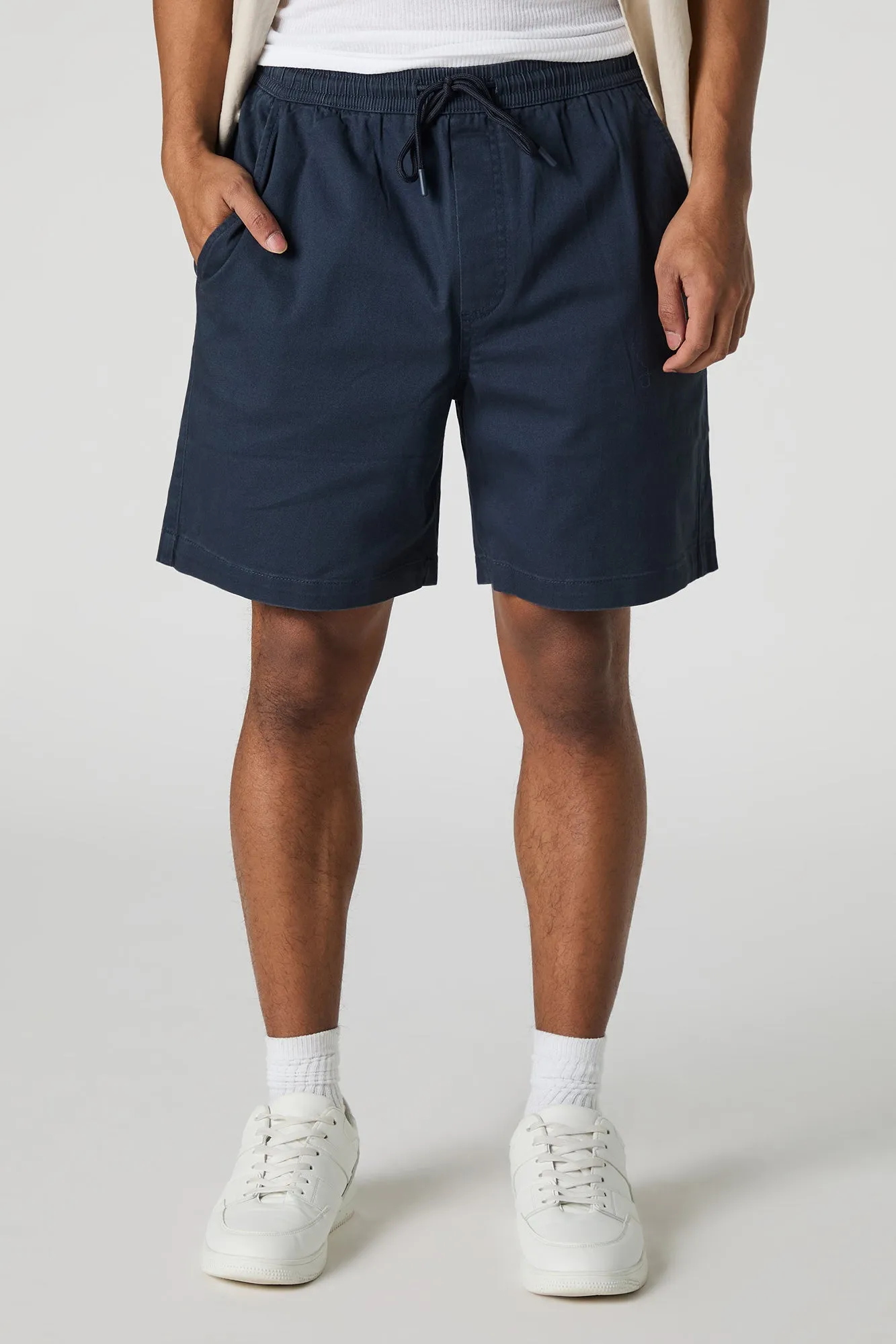 Solid Drawstring Mid Length Short