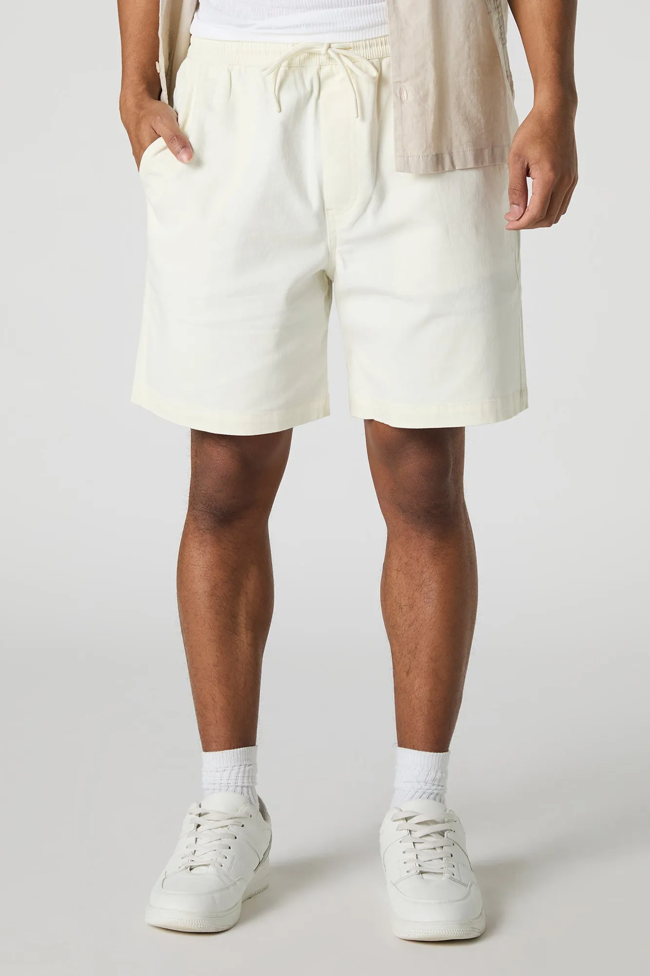 Solid Drawstring Mid Length Short