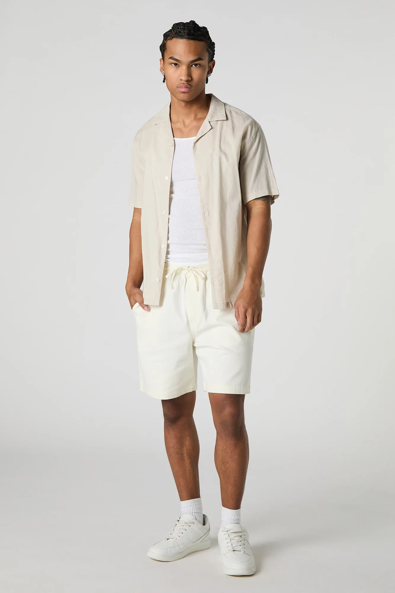 Solid Drawstring Mid Length Short