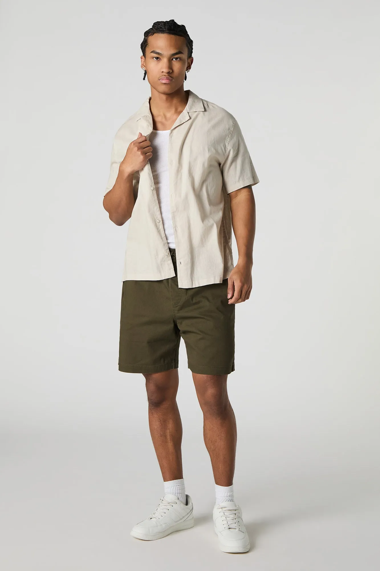 Solid Drawstring Mid Length Short