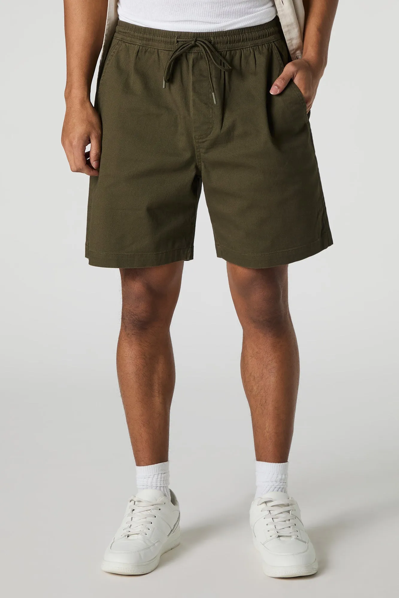 Solid Drawstring Mid Length Short