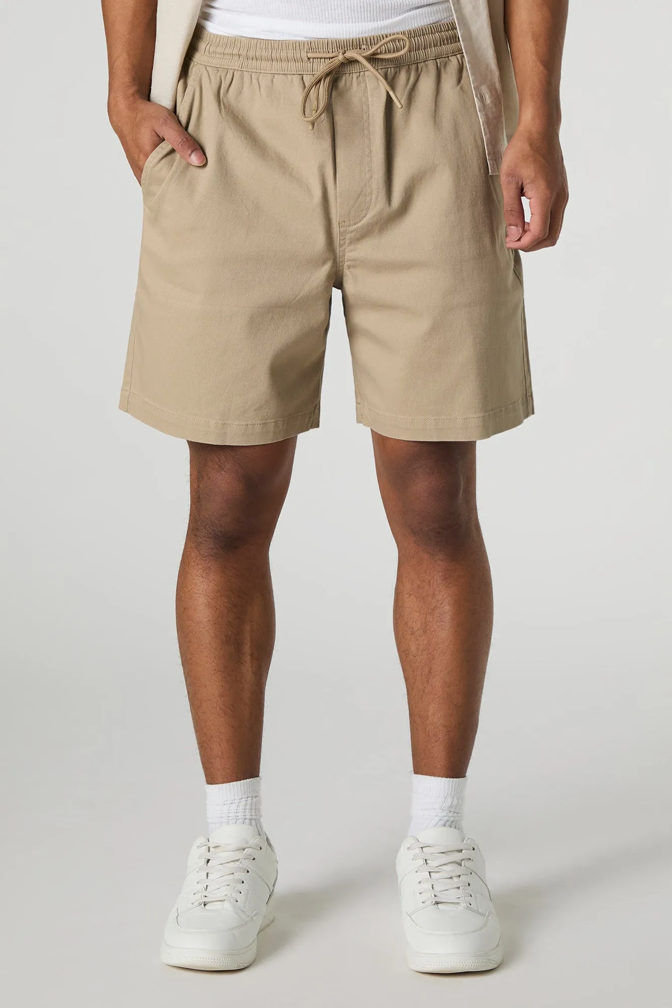 Solid Drawstring Mid Length Short