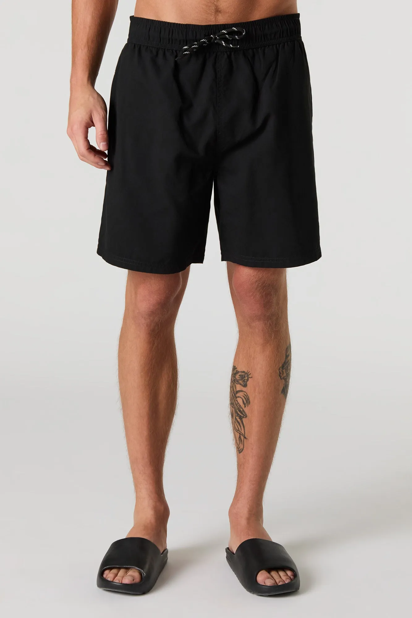 Solid Drawstring Swim Short