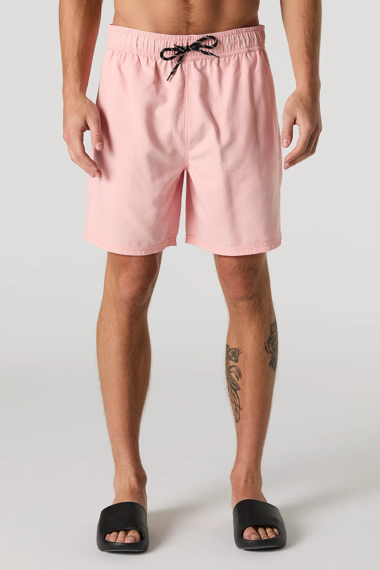 Solid Drawstring Swim Short