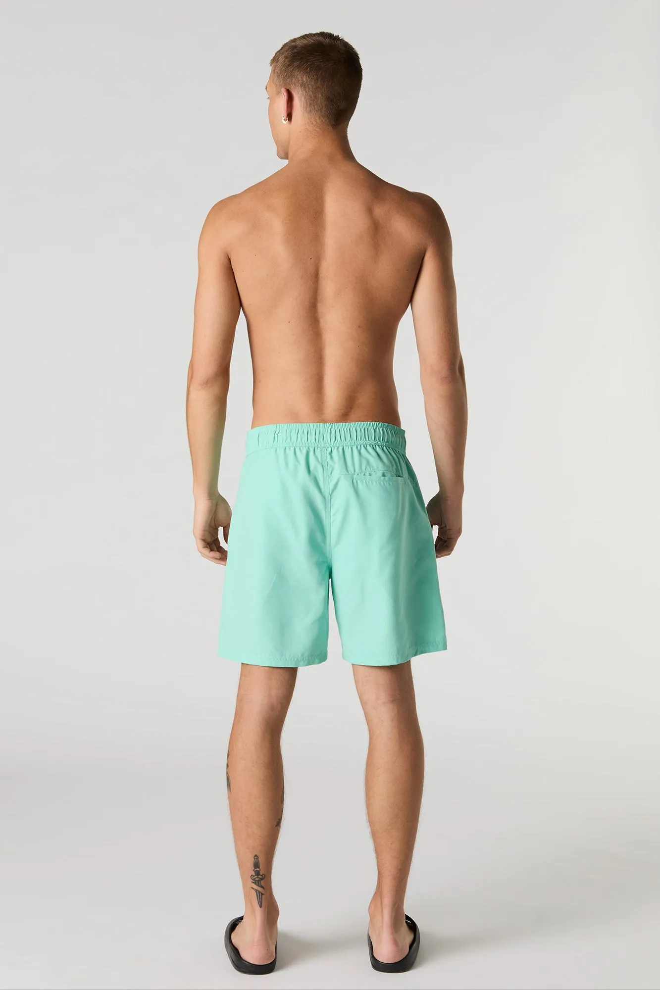 Solid Drawstring Swim Short