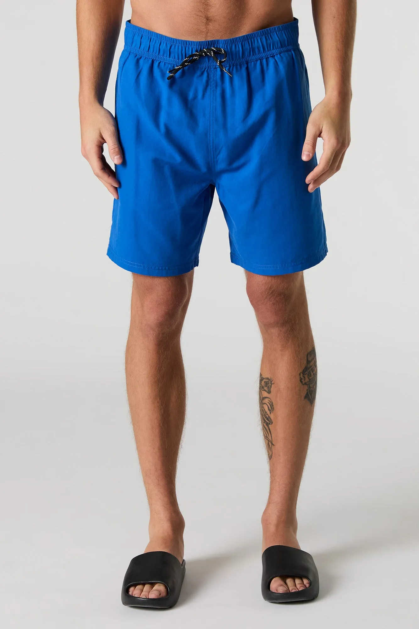 Solid Drawstring Swim Short
