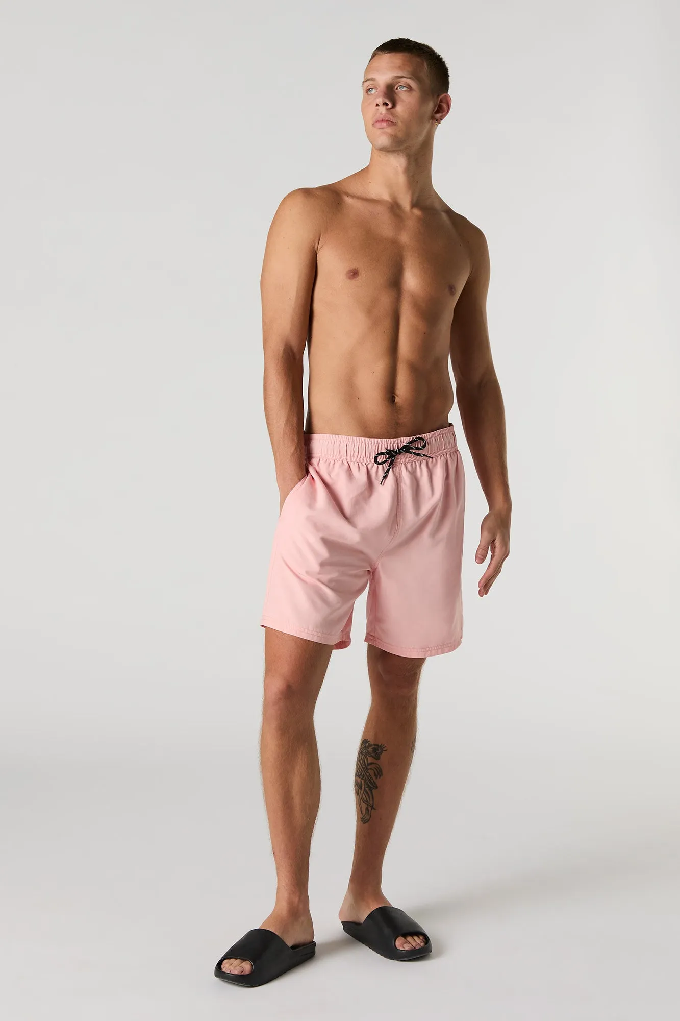 Solid Drawstring Swim Short