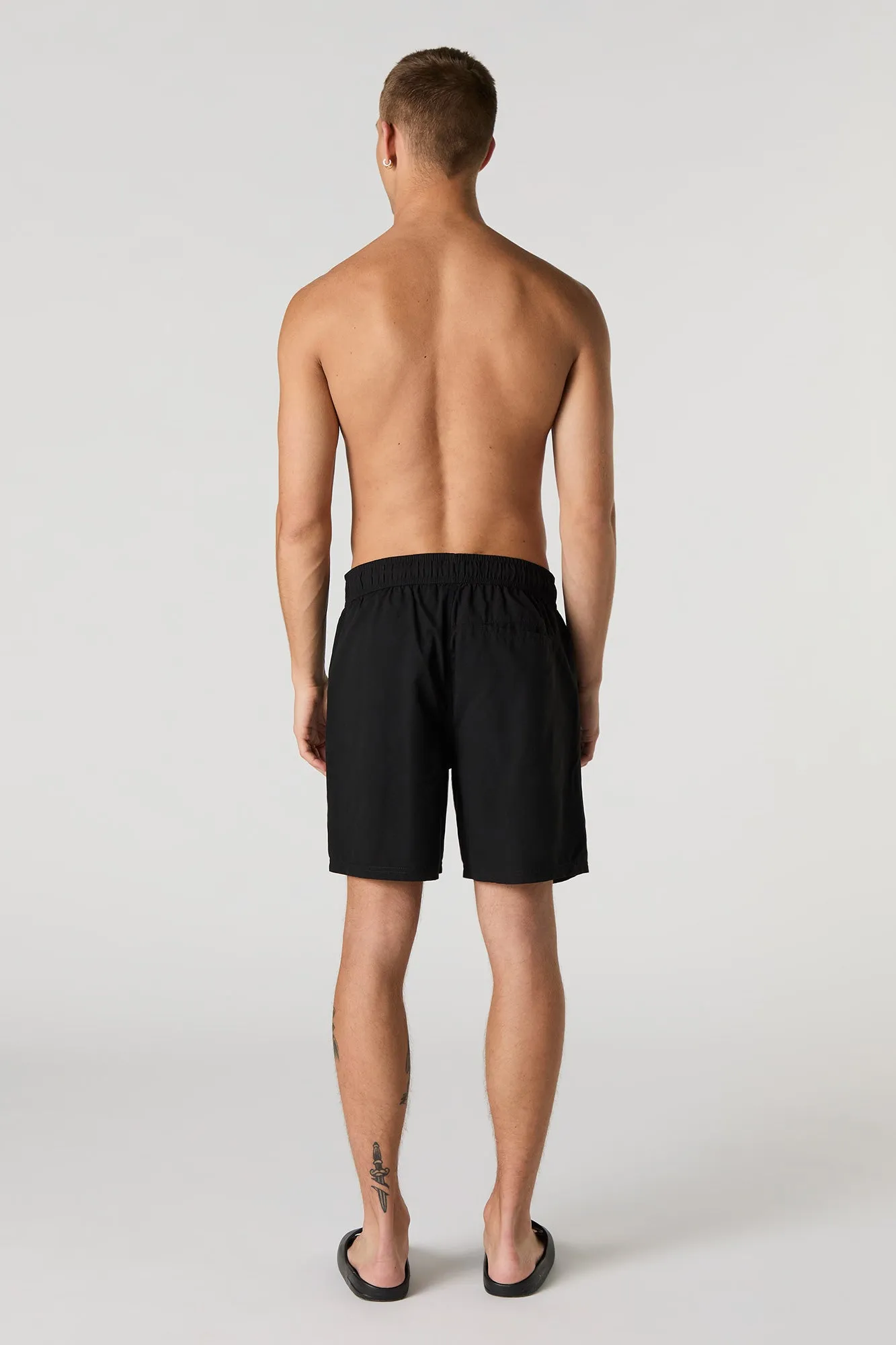 Solid Drawstring Swim Short
