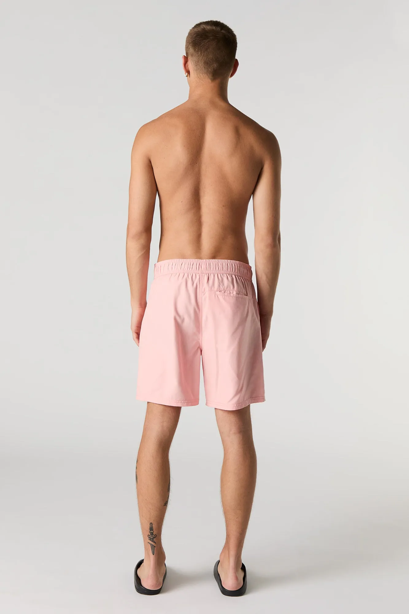 Solid Drawstring Swim Short
