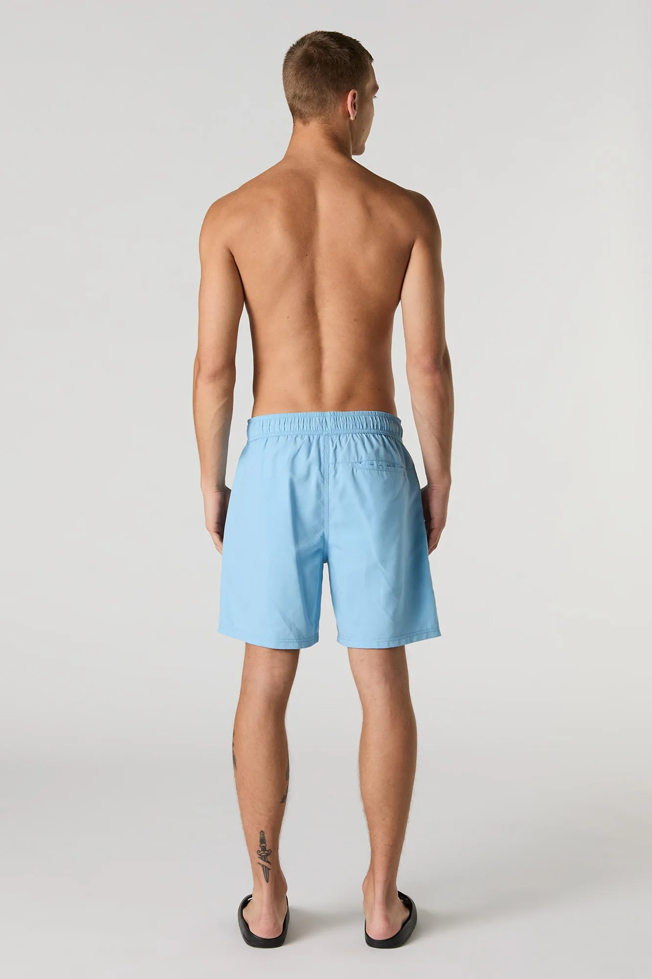 Solid Drawstring Swim Short