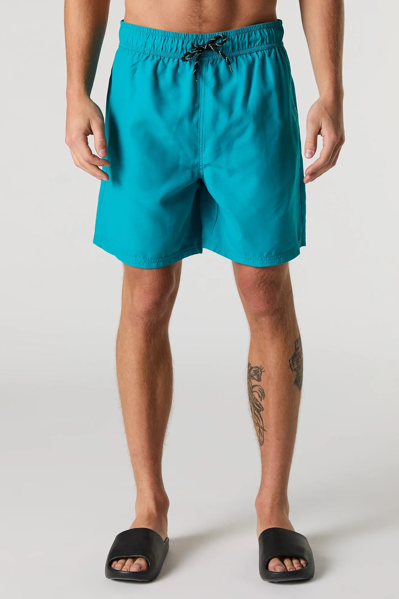Solid Drawstring Swim Short