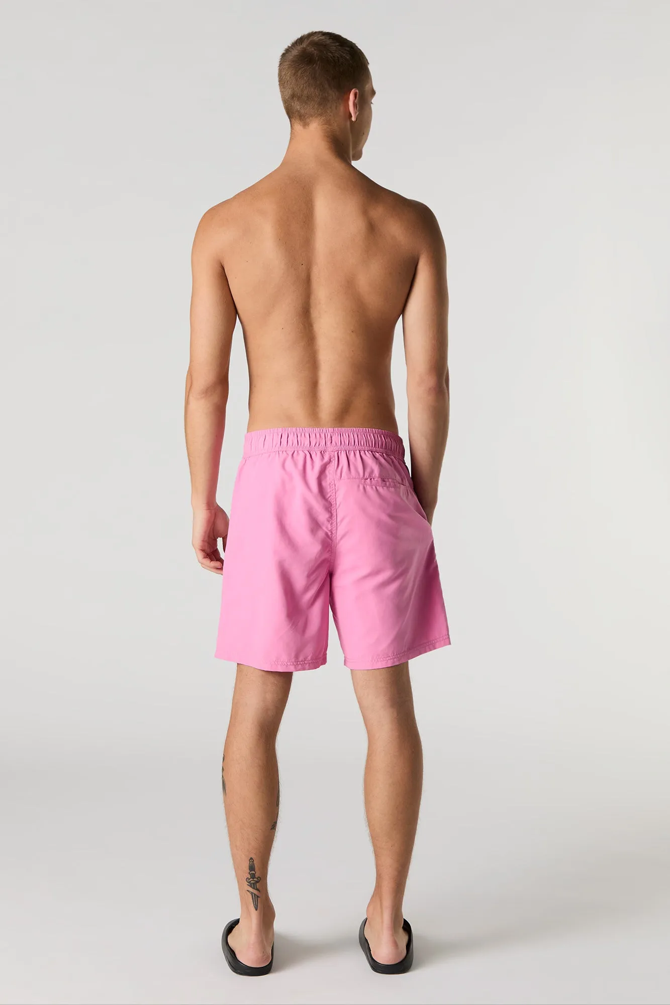 Solid Drawstring Swim Short
