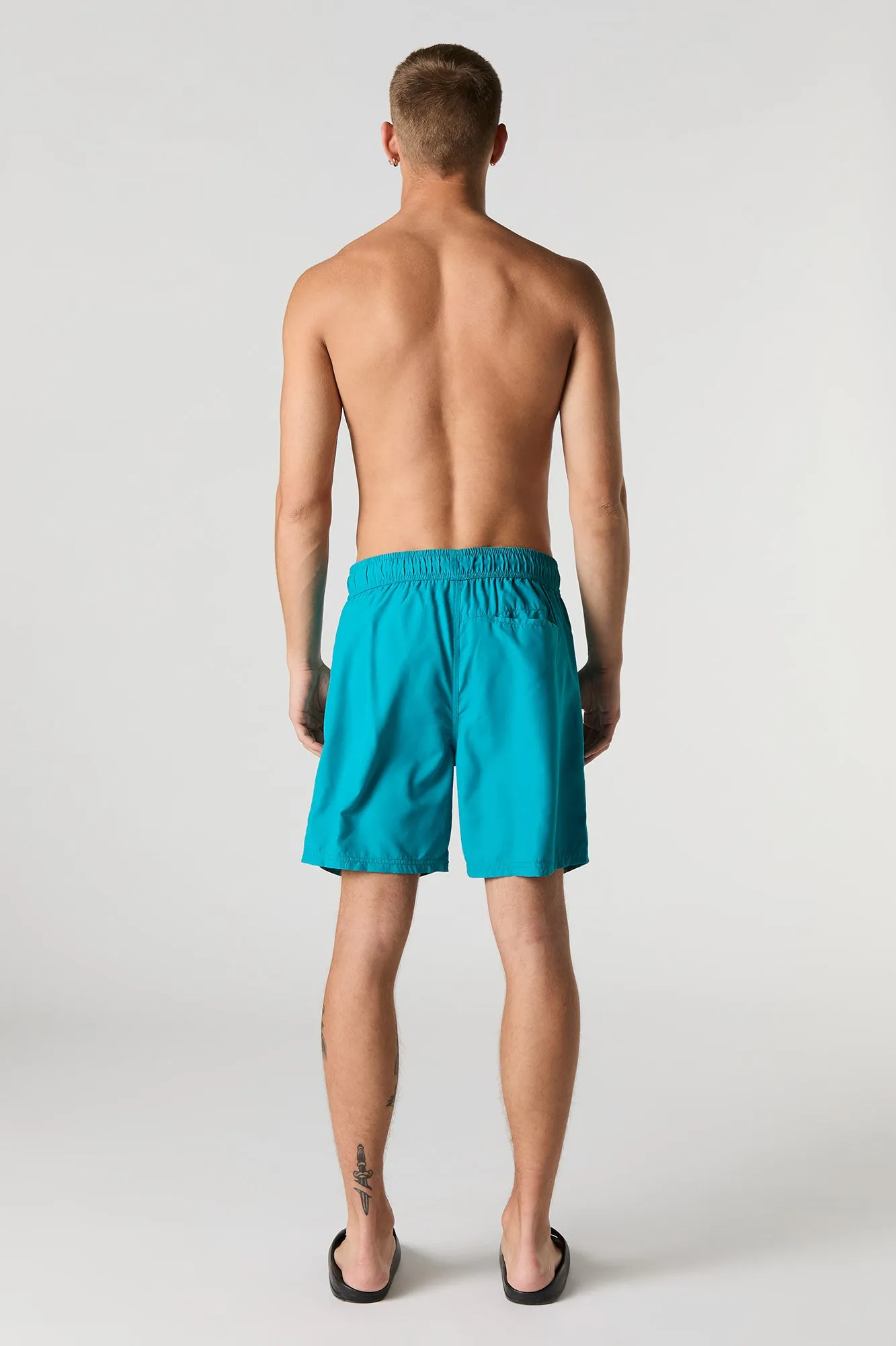 Solid Drawstring Swim Short