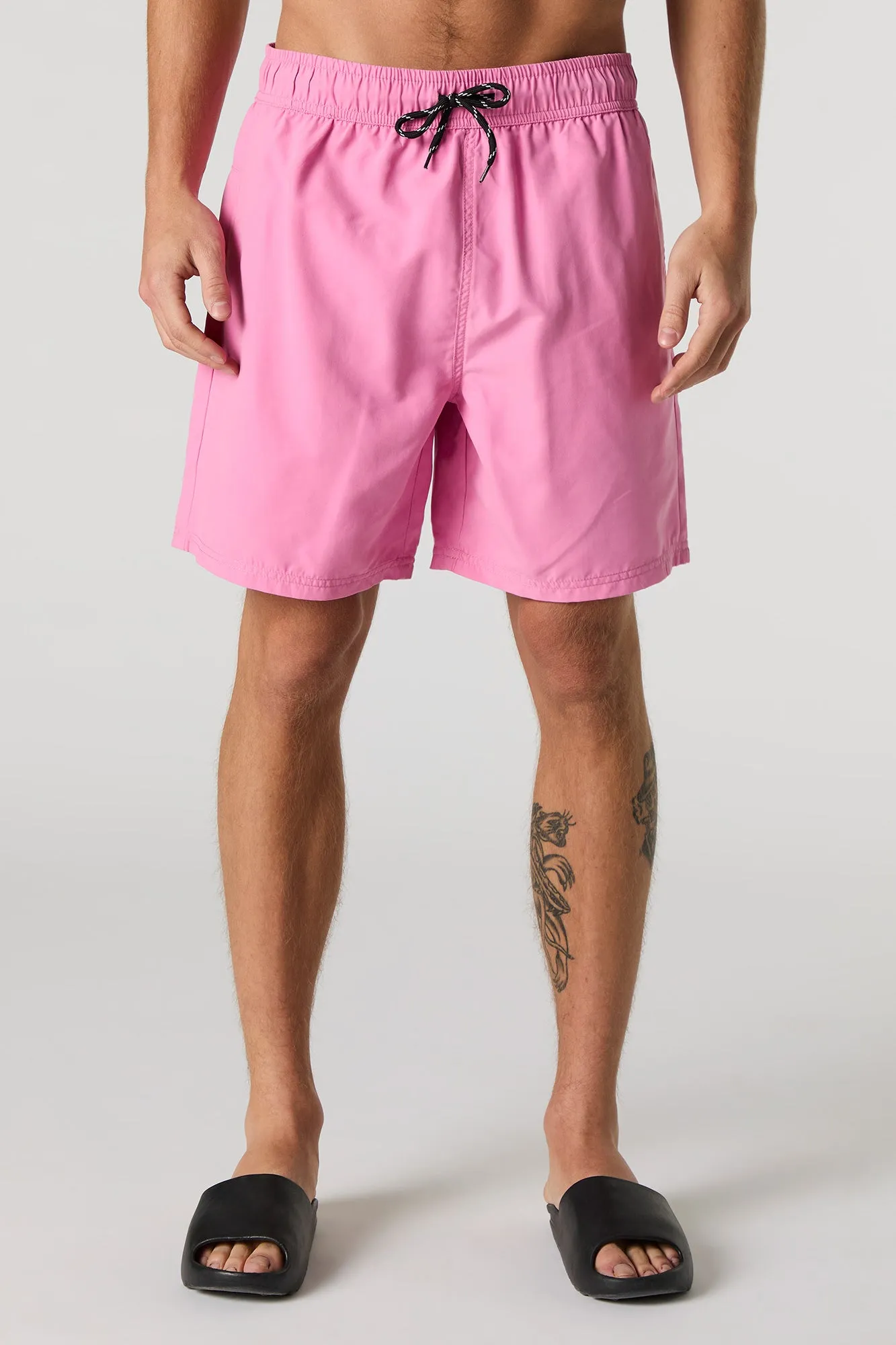 Solid Drawstring Swim Short