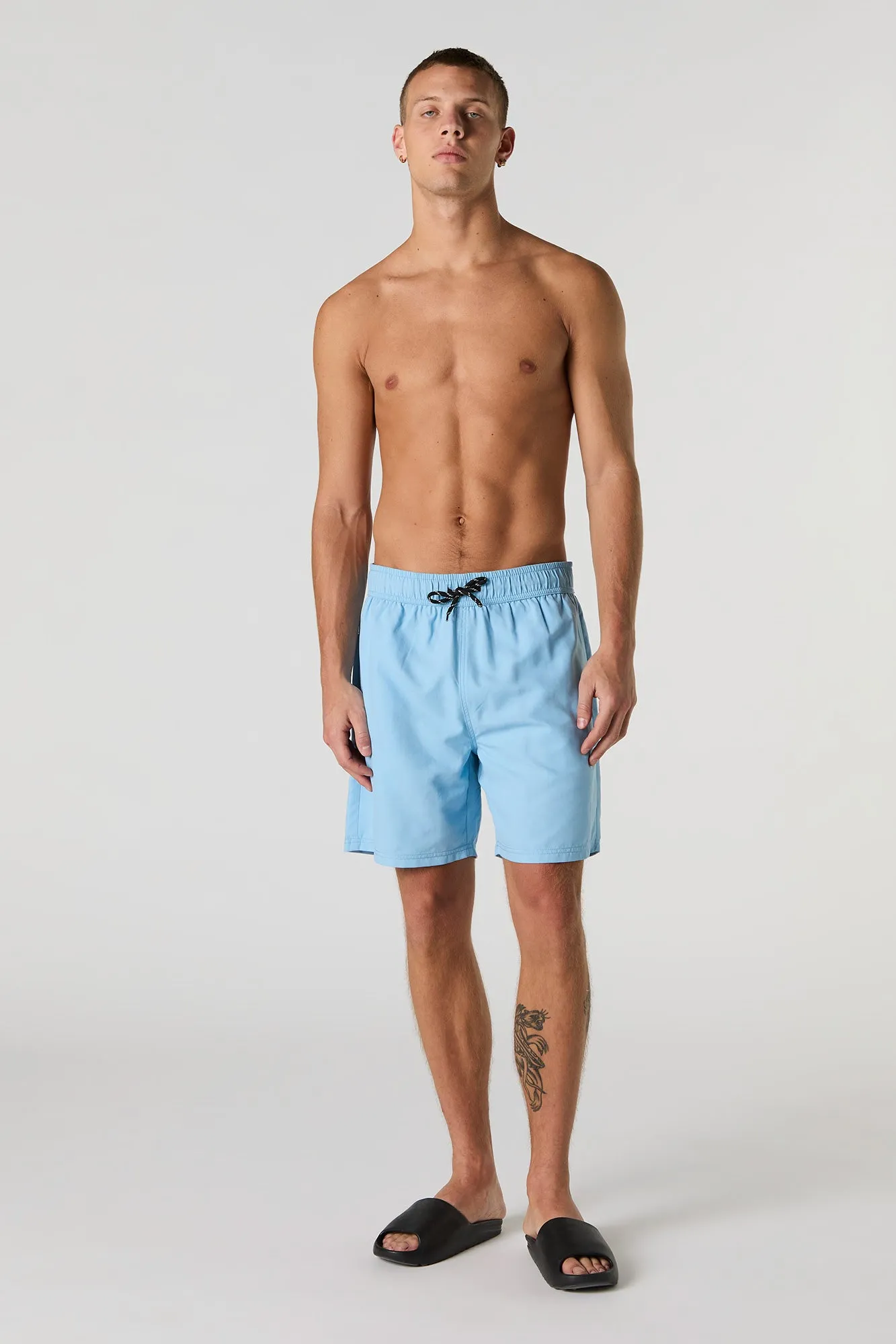 Solid Drawstring Swim Short