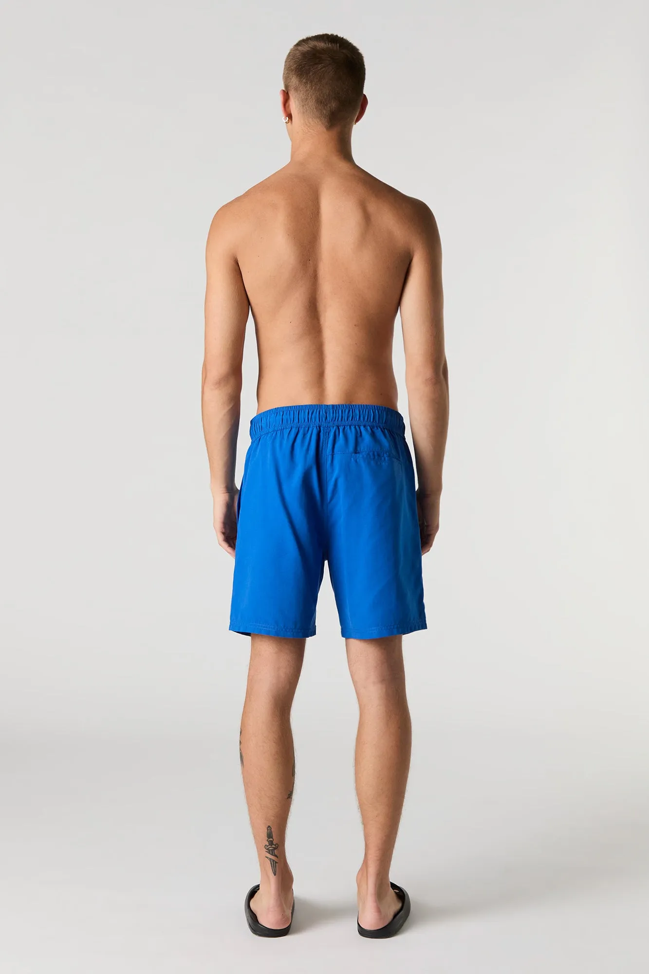 Solid Drawstring Swim Short