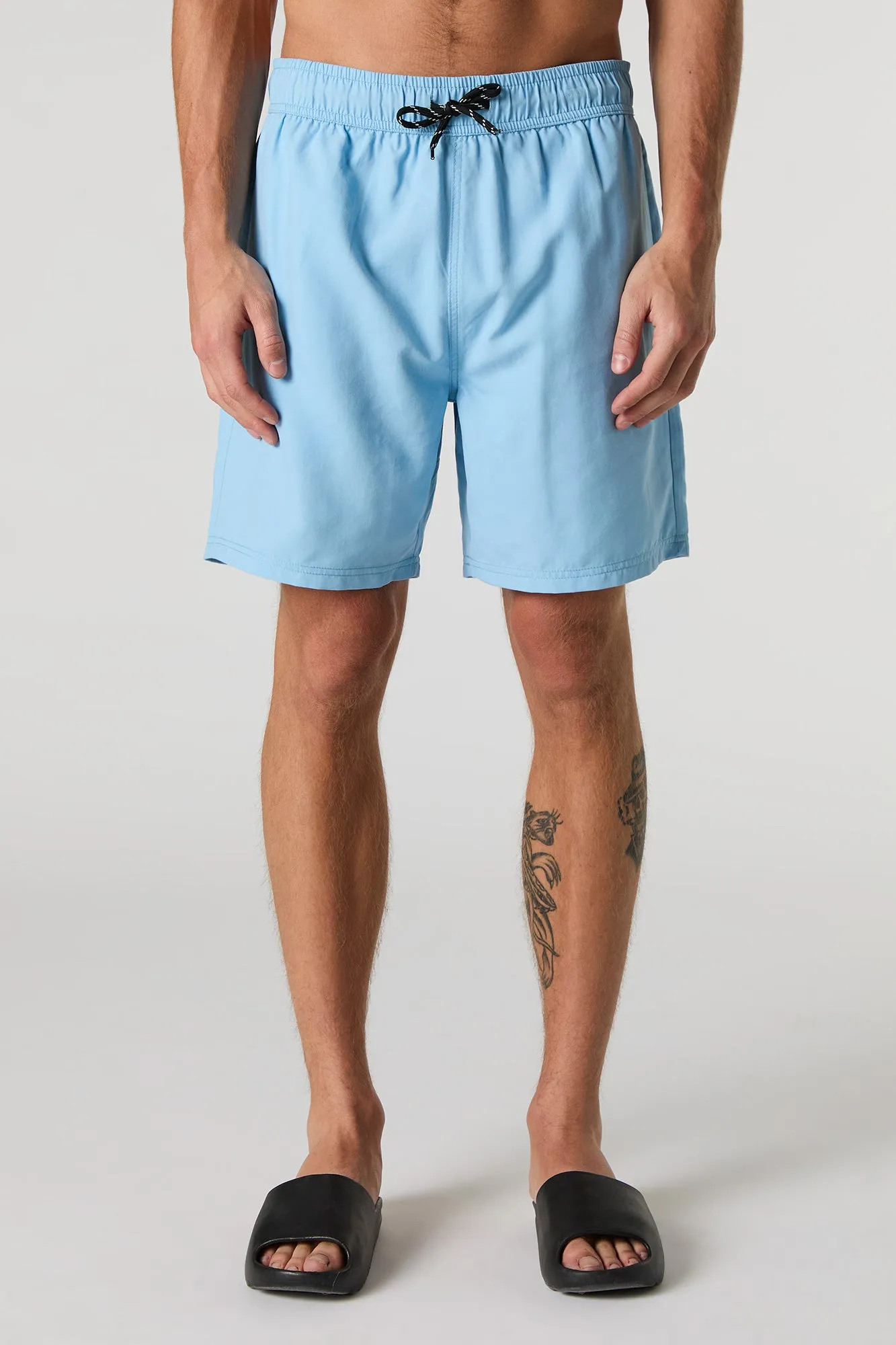Solid Drawstring Swim Short