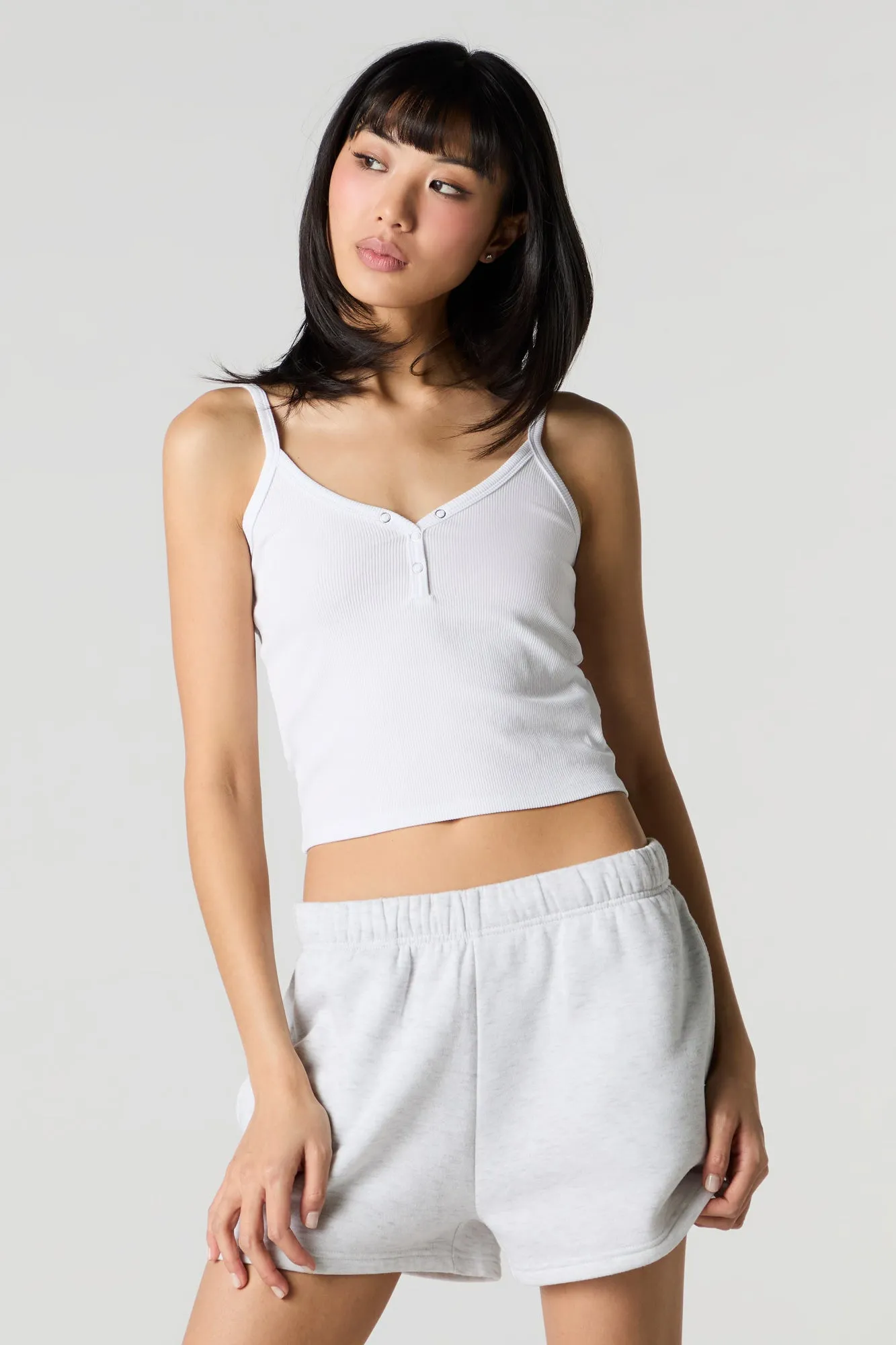Solid High Rise Fleece Short